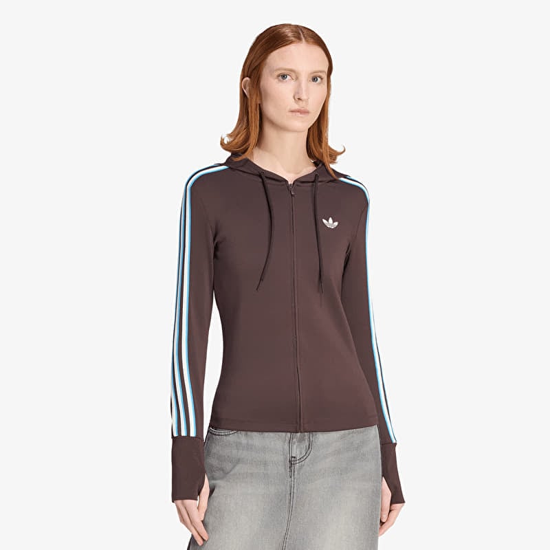 Mikina adidas Hooded Trefoil Zipper Jacket Aurora Coffee