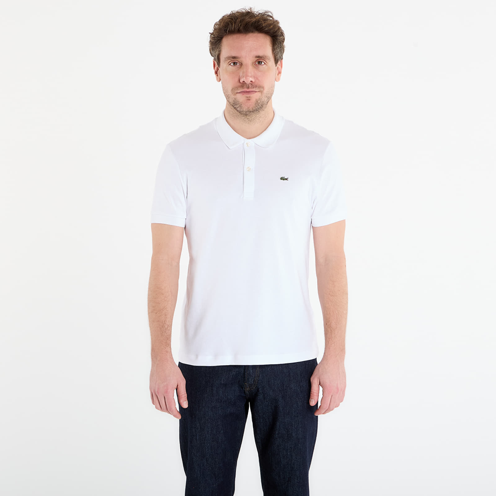 Shirt LACOSTE Short Sleeved Ribbed Collar Shirt White 4