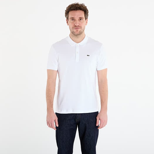 LACOSTE Short Sleeved Ribbed Collar Shirt White
