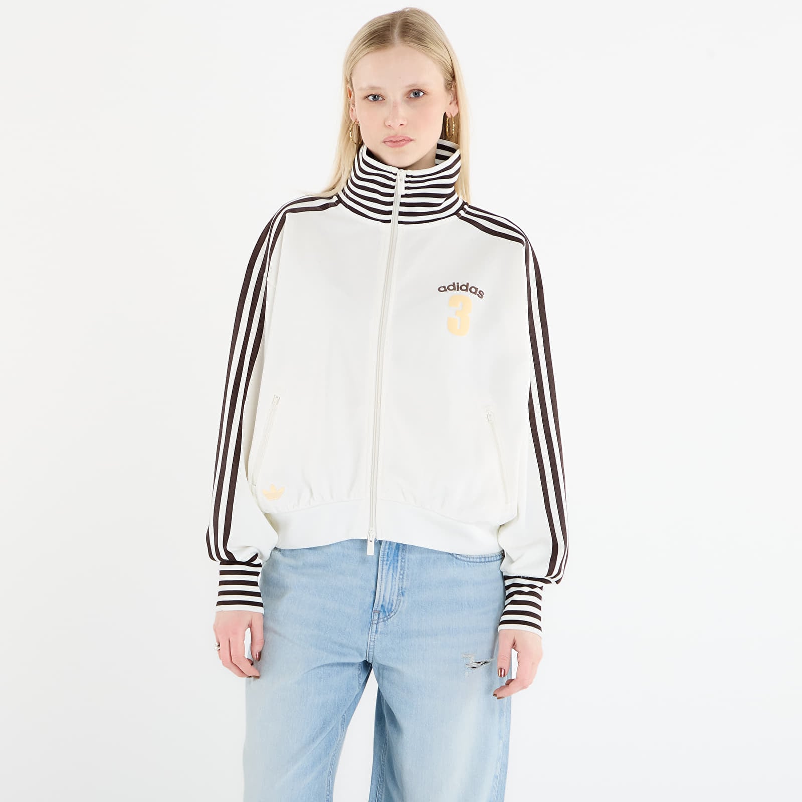 Sweatshirt adidas Vintage Bb Track Top Striped Rib Off White XL