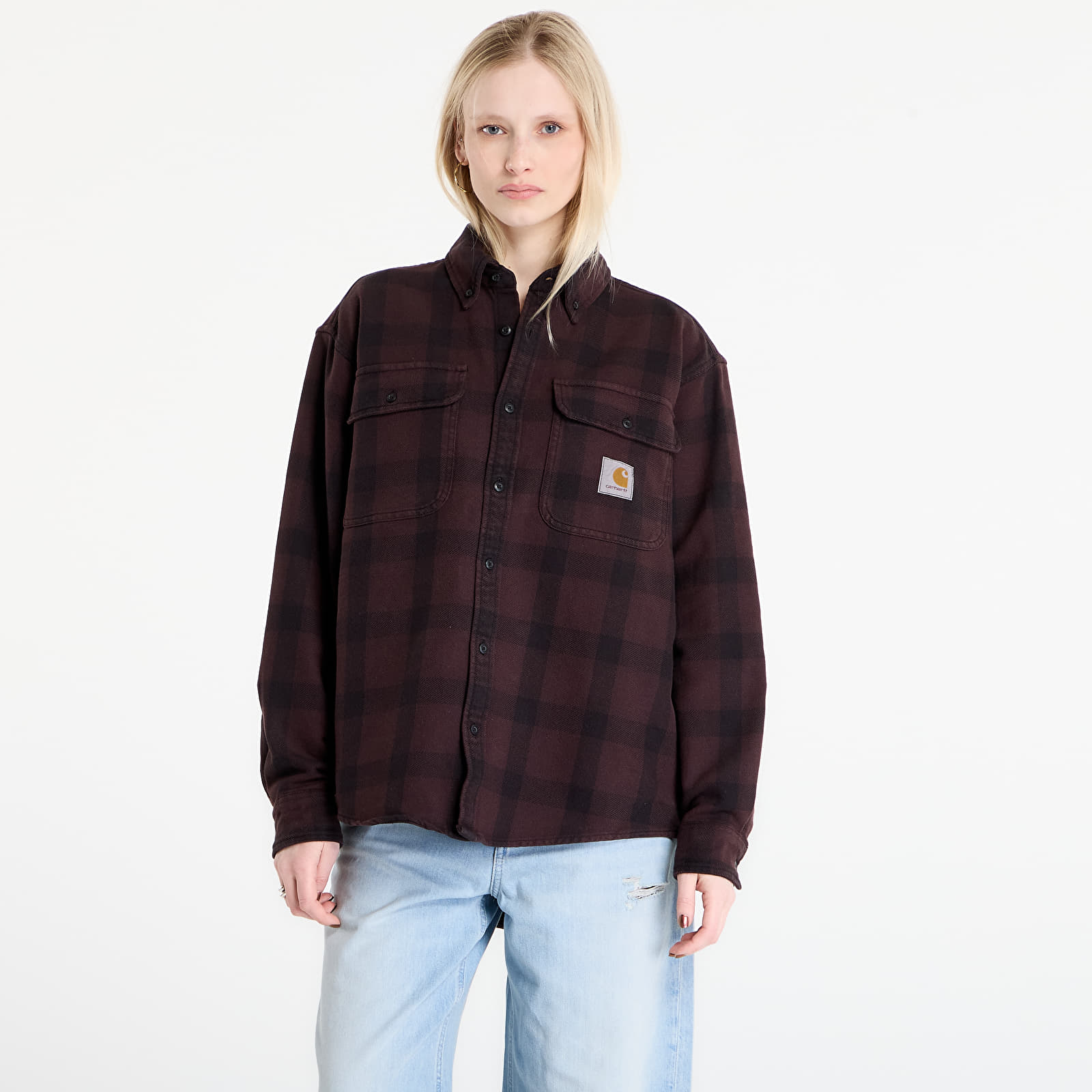 Chemises homme Carhartt WIP L/S Edmands Shirt UNISEX Edmands Check/ Natural/ Palisander
