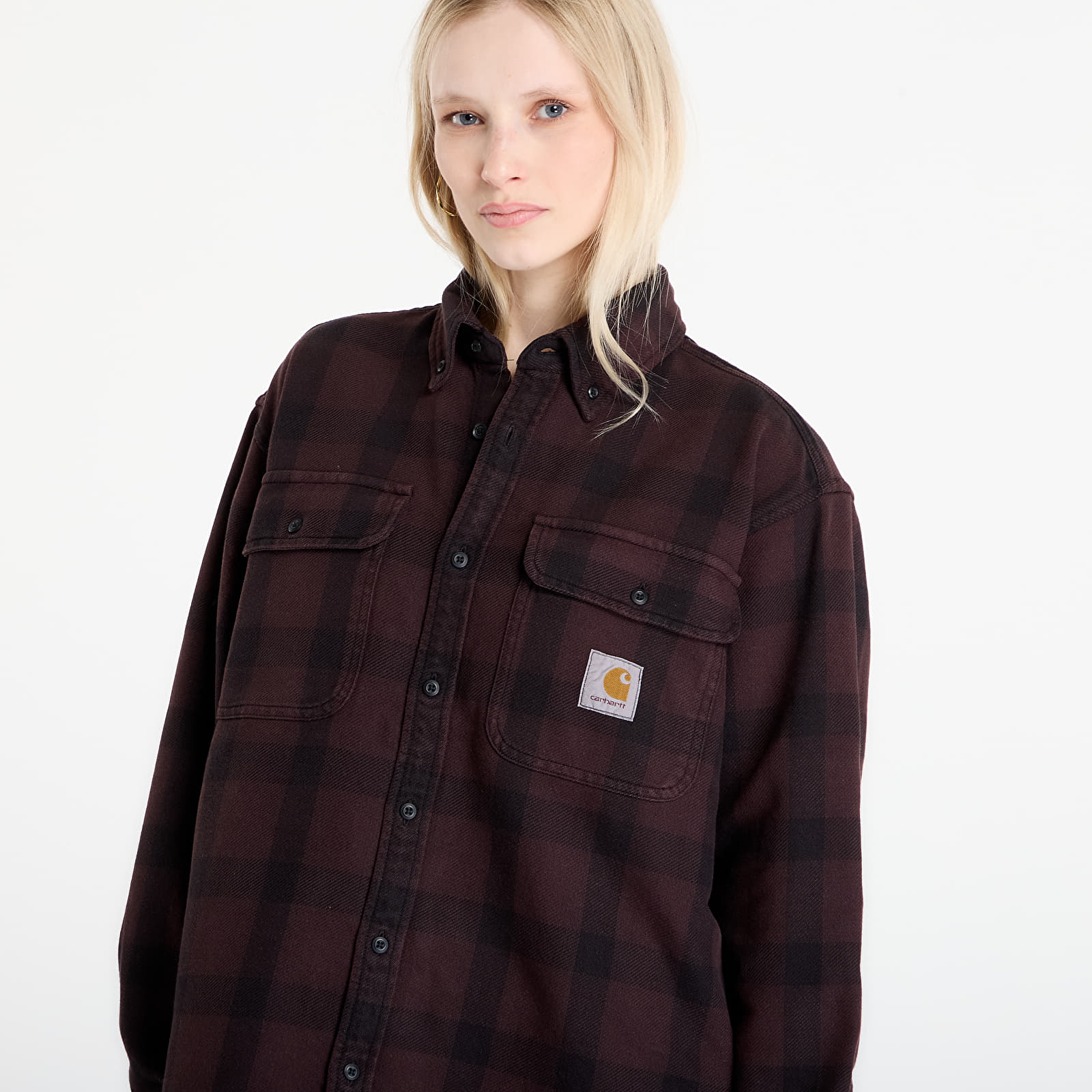 Chemises homme Carhartt WIP L/S Edmands Shirt UNISEX Edmands Check/ Natural/ Palisander