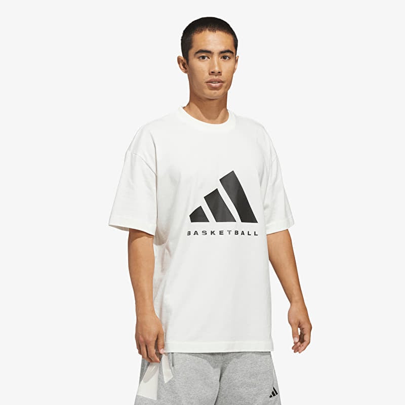 adidas Basketball T-Shirt (Gender Neutral) Off White/ Black