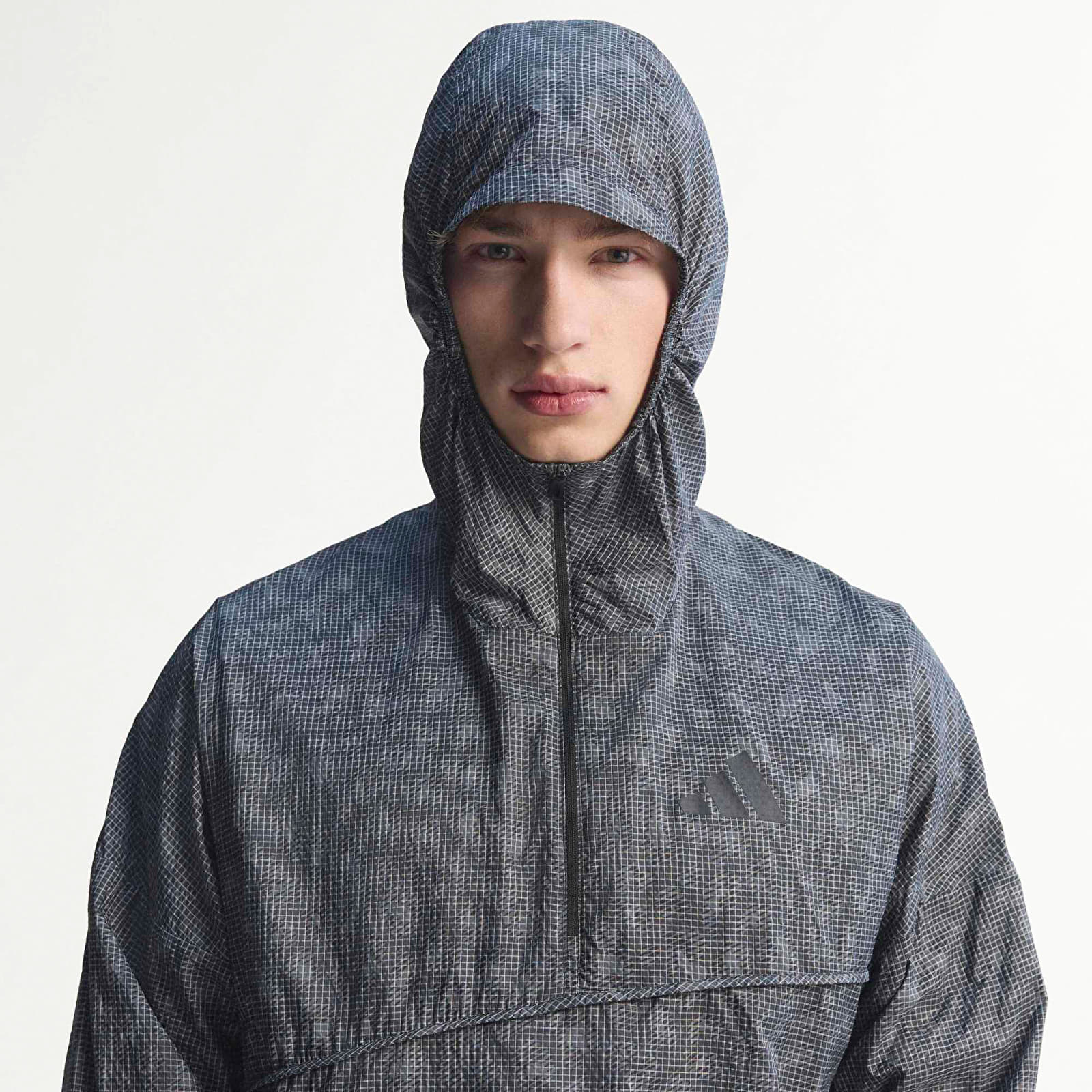 Men's windbreakers adidas Xpl Wind Aop Grey Six/ Carbon/ Black