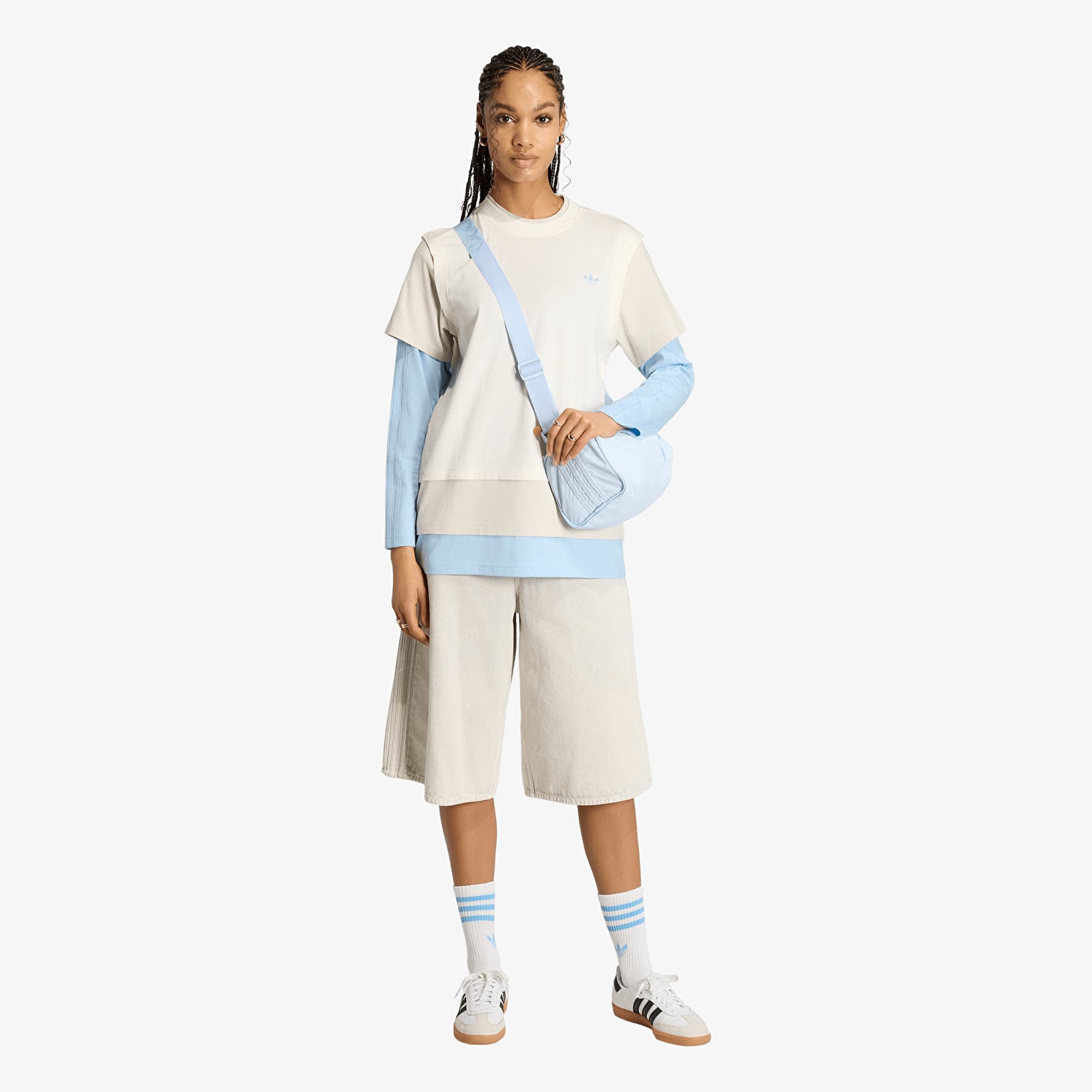 Moteriški marškinėliai adidas Layered Ls Off White