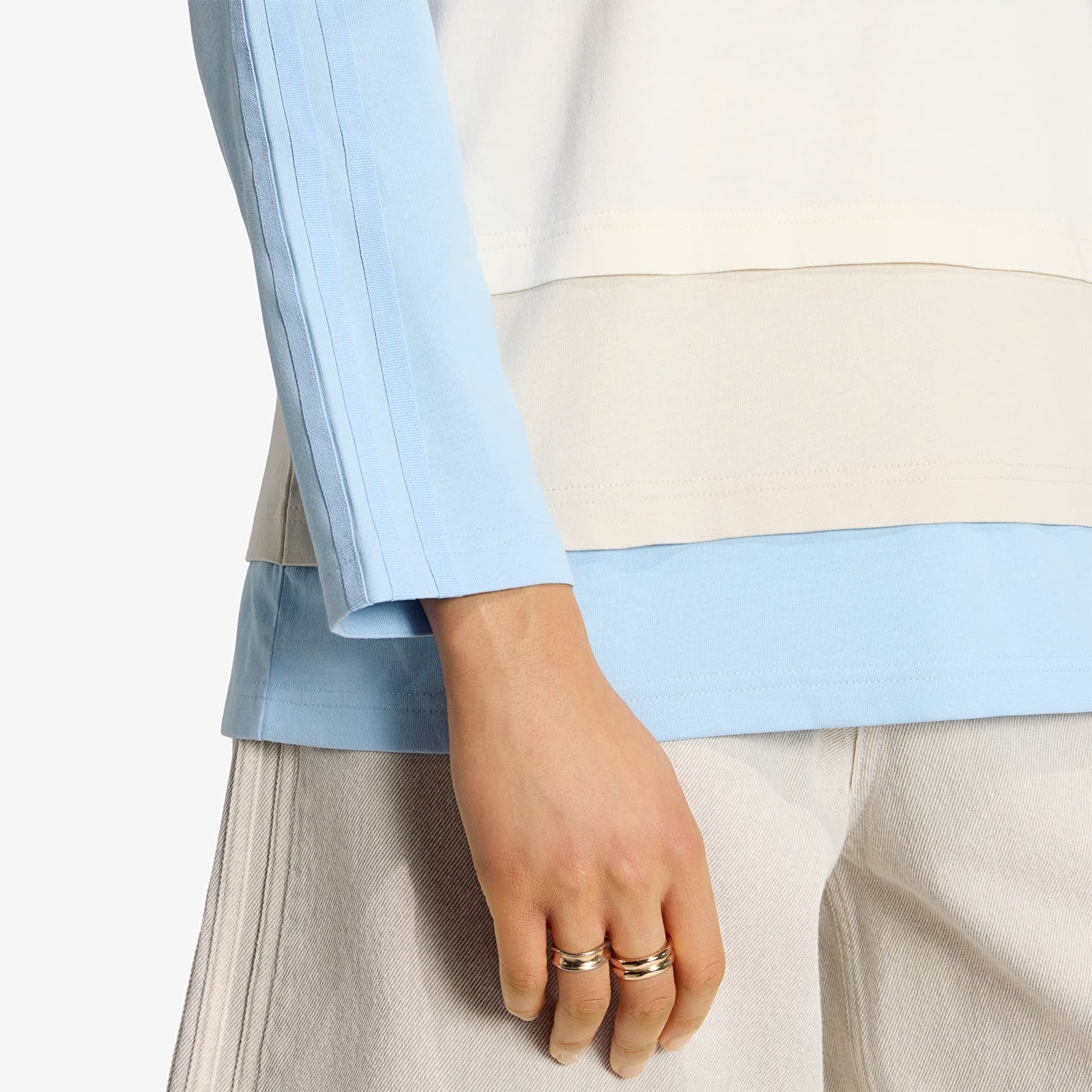 Moteriški marškinėliai adidas Layered Ls Off White