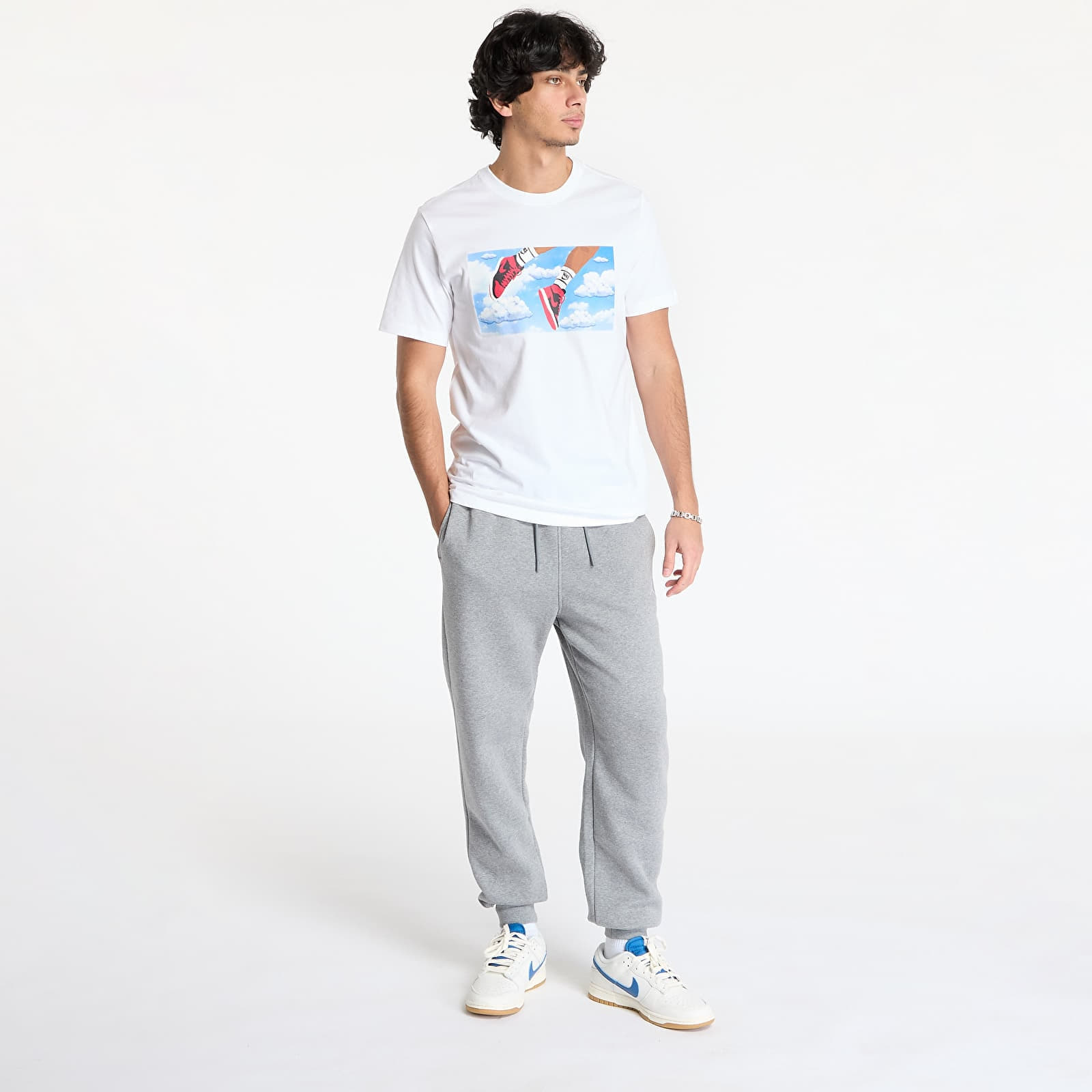 Hosen für Männer Jordan Brooklyn Fleece Men's Pants Carbon Heather/ White