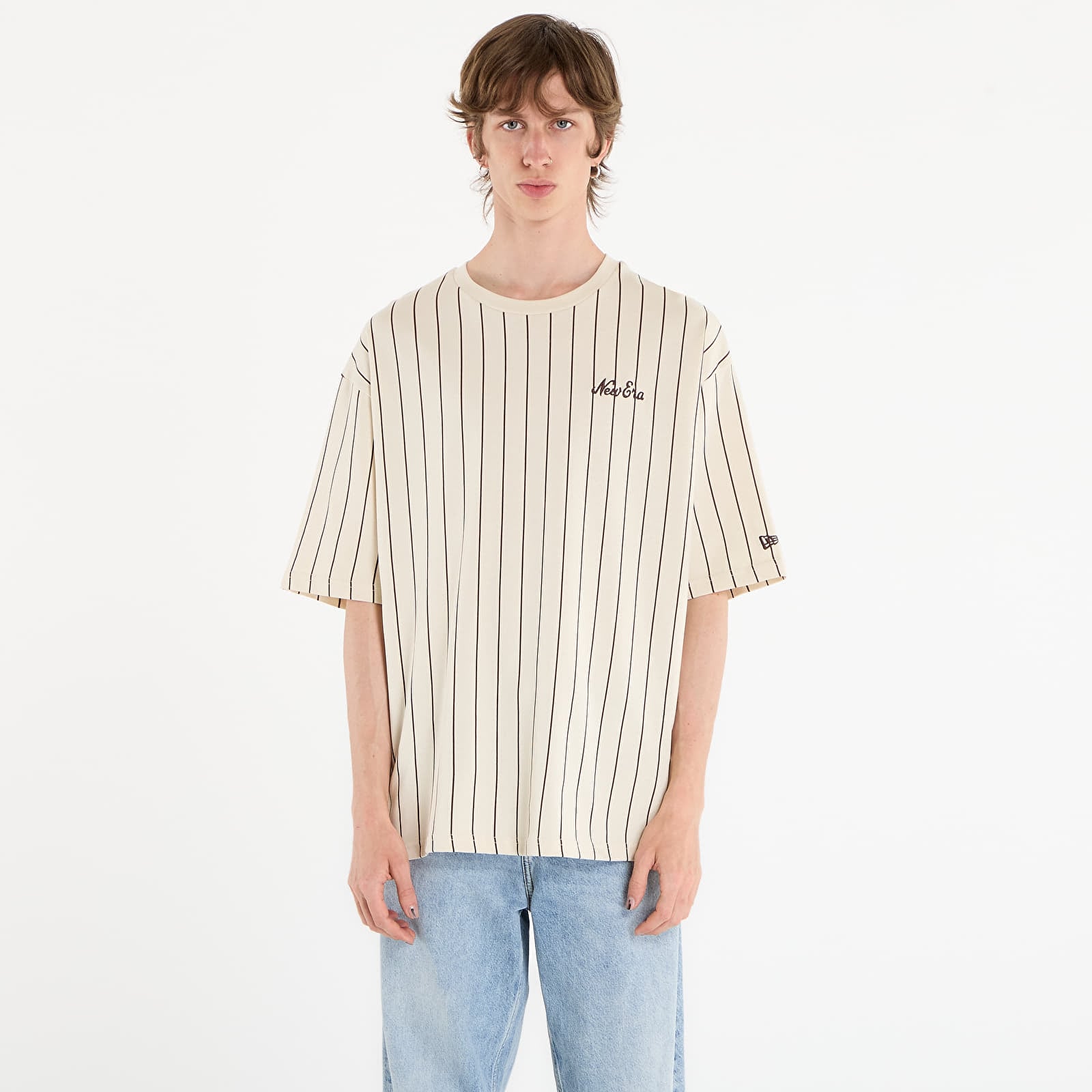 T-shirts homme New Era Pinstripe Os Tee UNISEX Light Cream