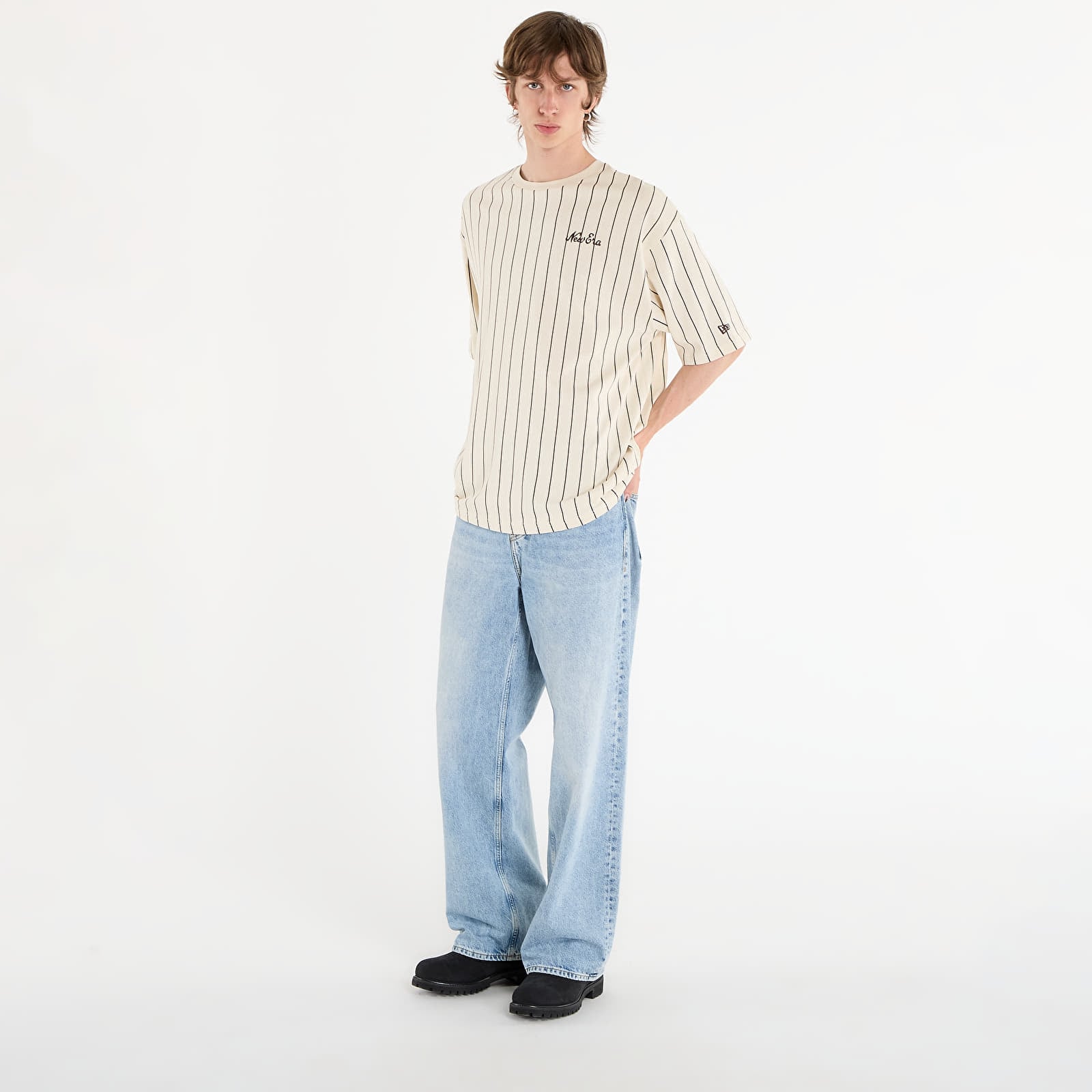 T-shirts homme New Era Pinstripe Os Tee UNISEX Light Cream