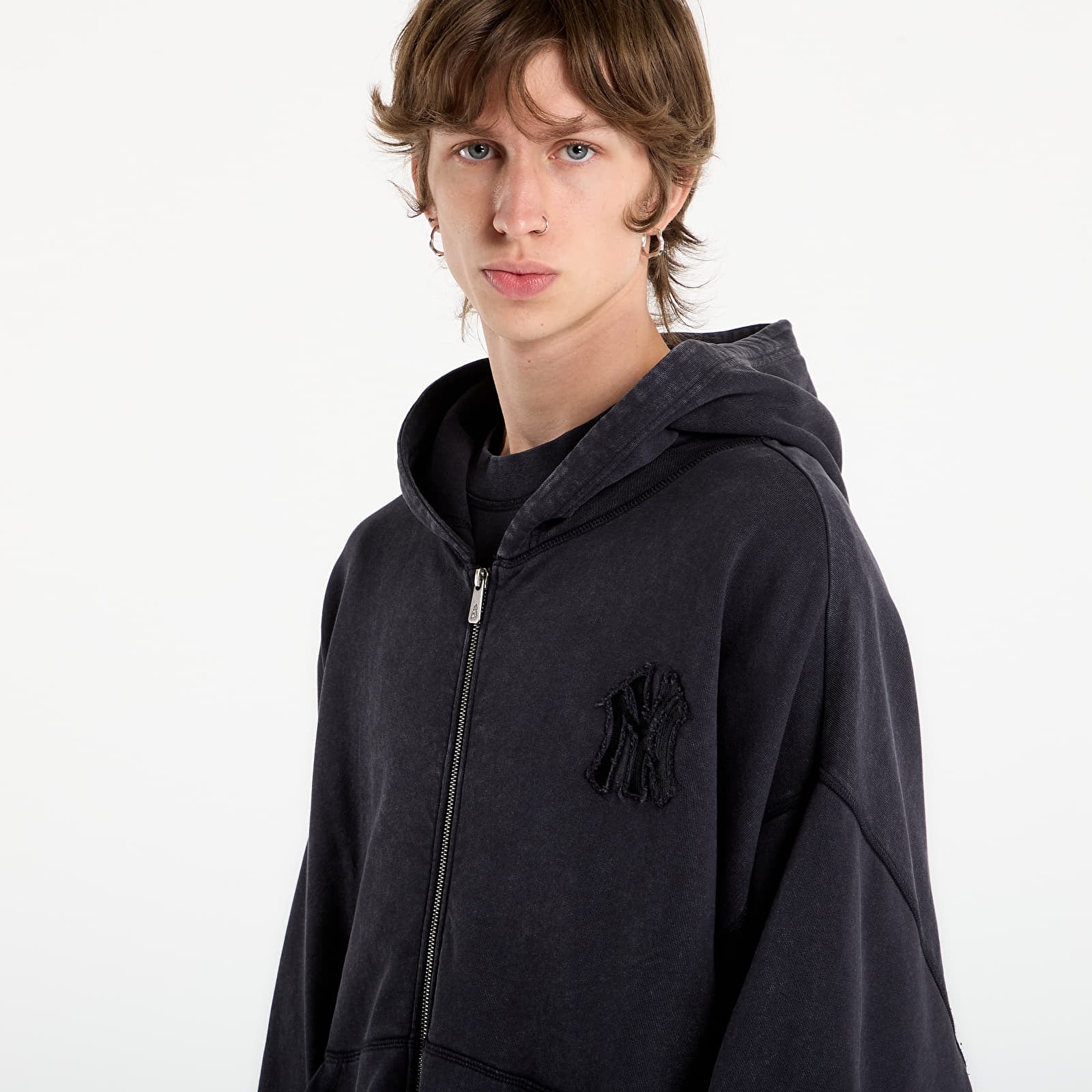 Herren-Sweatshirts New Era MLB Washed Fz Hoodie New York Yankees UNISEX Black