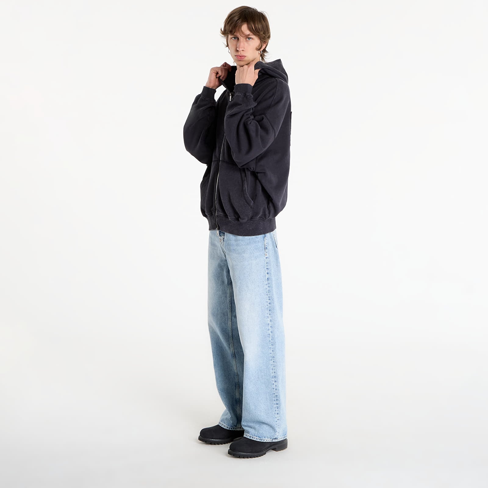 Herren-Sweatshirts New Era MLB Washed Fz Hoodie New York Yankees UNISEX Black