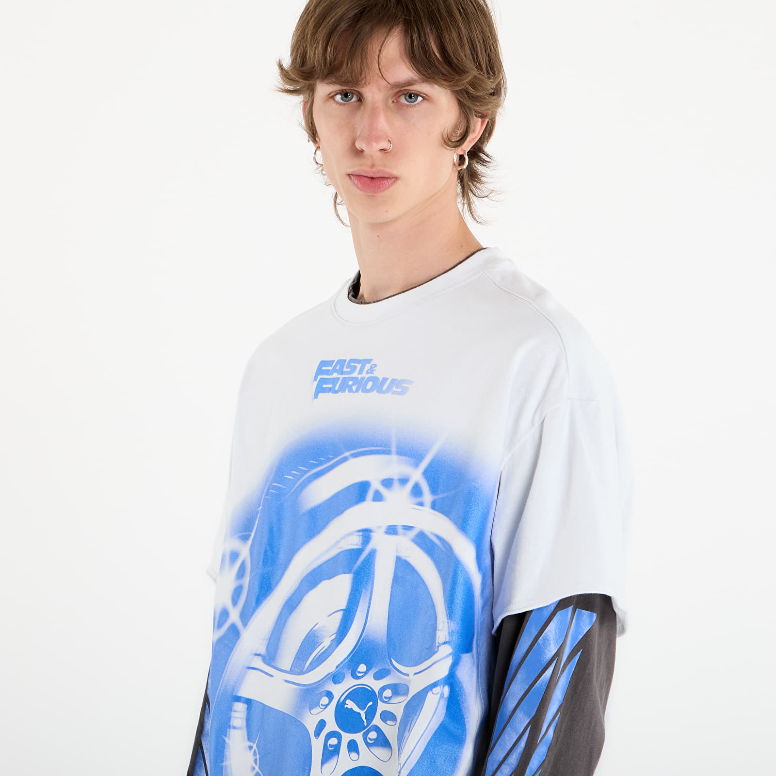 T-Shirts Männer Puma x Fast & Furious Ls Tee Puma White/ Dusky Gray