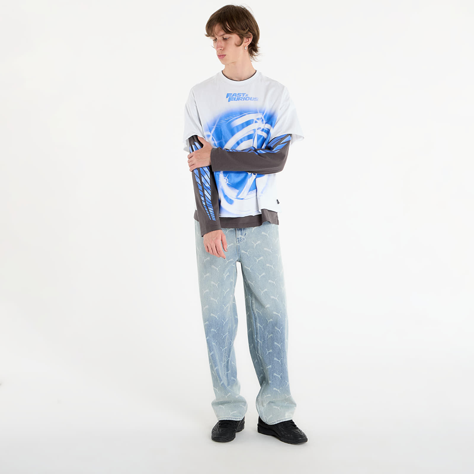 T-Shirts Männer Puma x Fast & Furious Ls Tee Puma White/ Dusky Gray