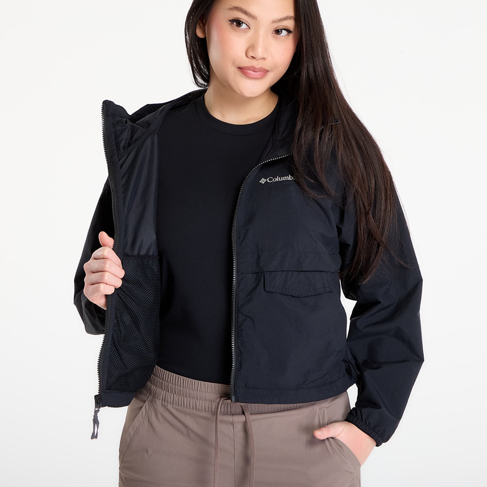 Jassen Columbia Spire Valley™ Cropped Hooded Windbreaker Black