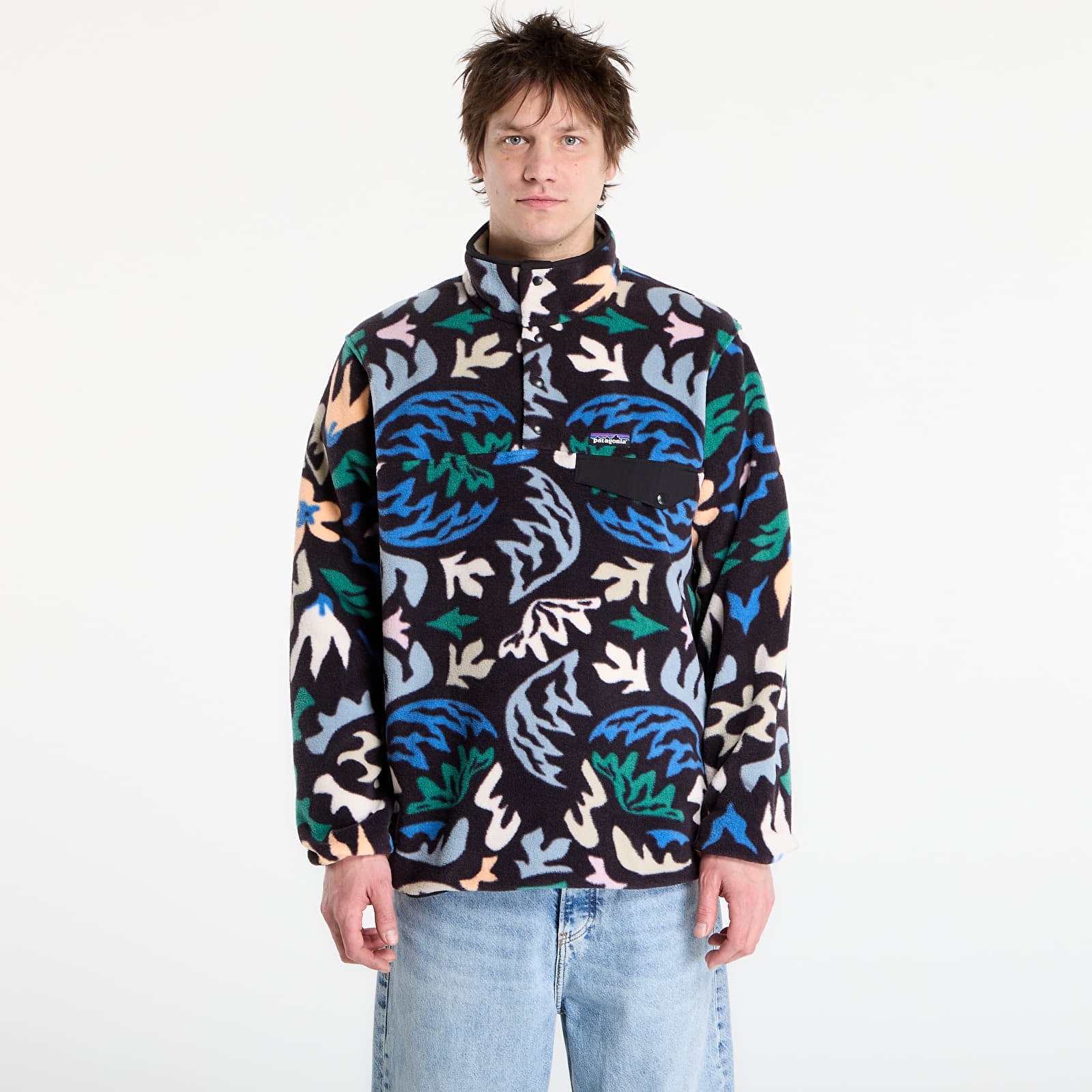 Sweatshirt Patagonia M's Lightweight Synchilla® Snap-T® Fleece Pullover Kaledio/ Black XL