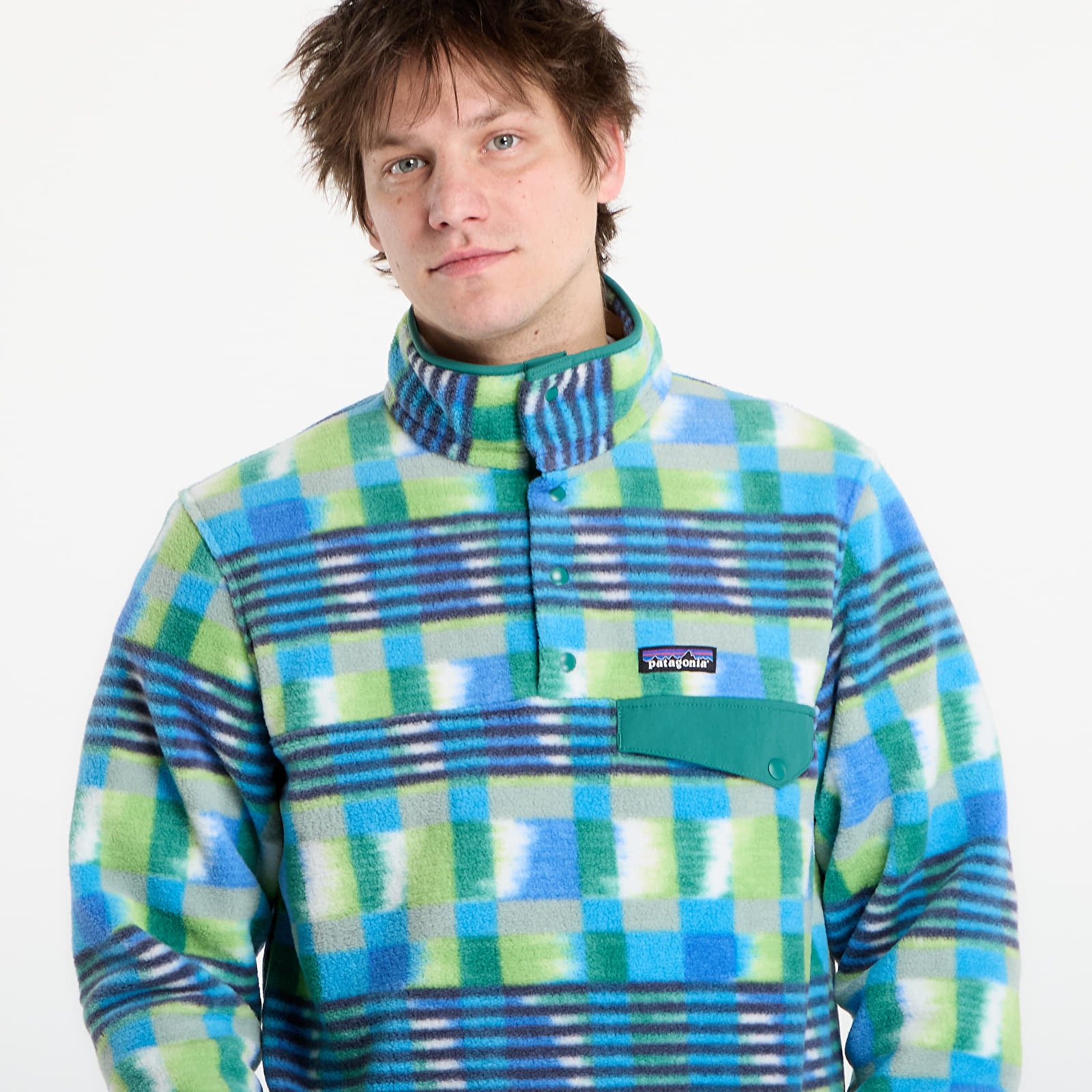 Sweatshirts Patagonia M's Lightweight Synchilla® Snap-T® Fleece Pullover Painted Lines/ Shore Blue