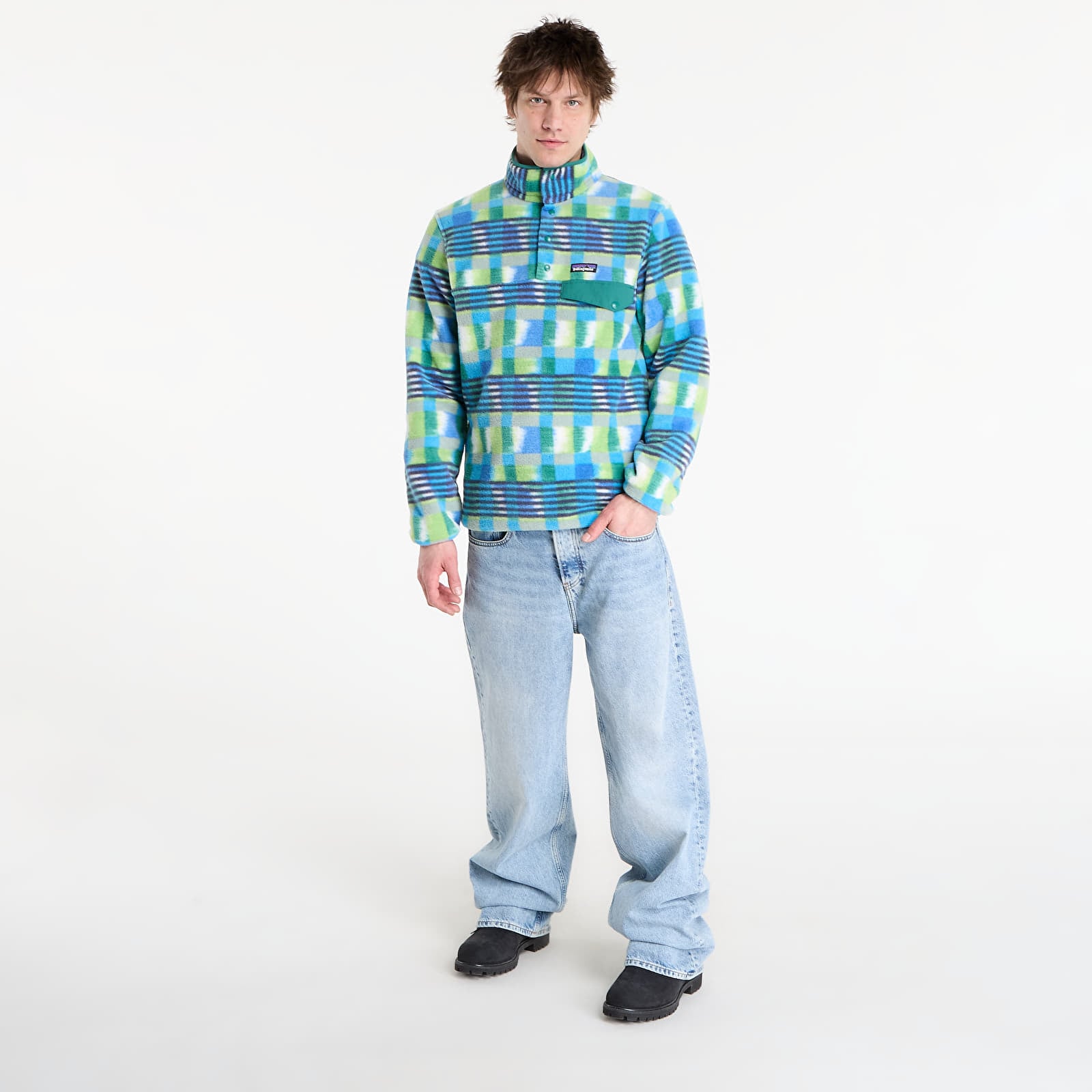 Sweatshirts Patagonia M's Lightweight Synchilla® Snap-T® Fleece Pullover Painted Lines/ Shore Blue