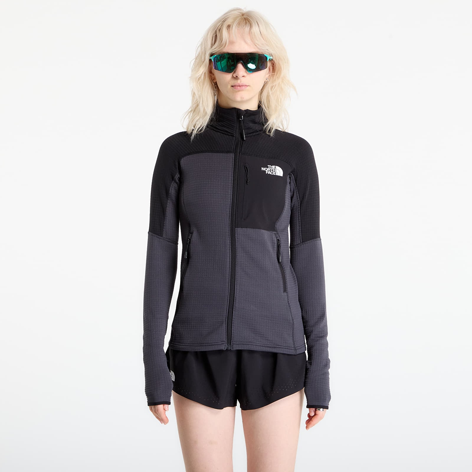 Women's Sweatshirts The North Face Polartec Powergrid Stormgap Jacket Asphalt Grey/ TNF Black