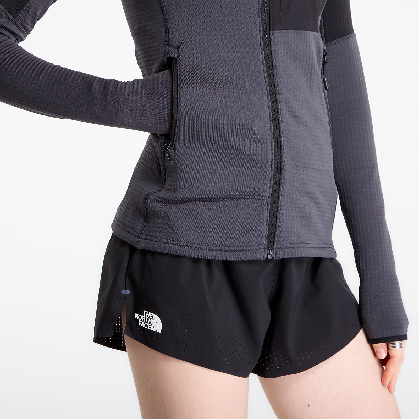 Women's Sweatshirts The North Face Polartec Powergrid Stormgap Jacket Asphalt Grey/ TNF Black