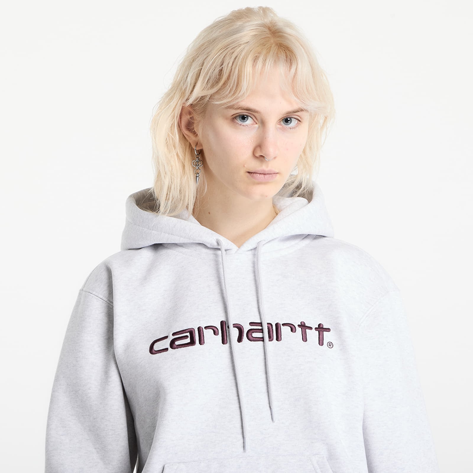 Pánske mikiny Carhartt WIP Hooded Carhartt Sweat UNISEX Ash Heather/ Cozy Purple