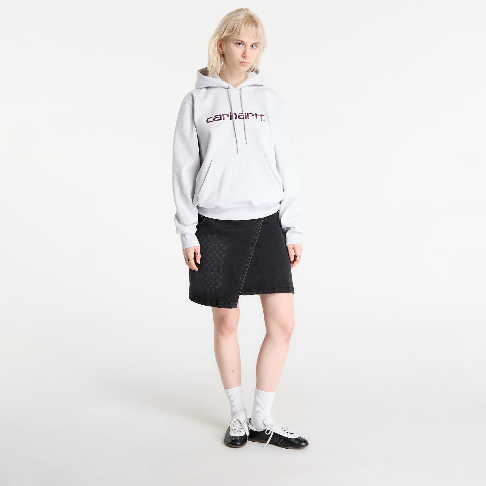 Pánske mikiny Carhartt WIP Hooded Carhartt Sweat UNISEX Ash Heather/ Cozy Purple