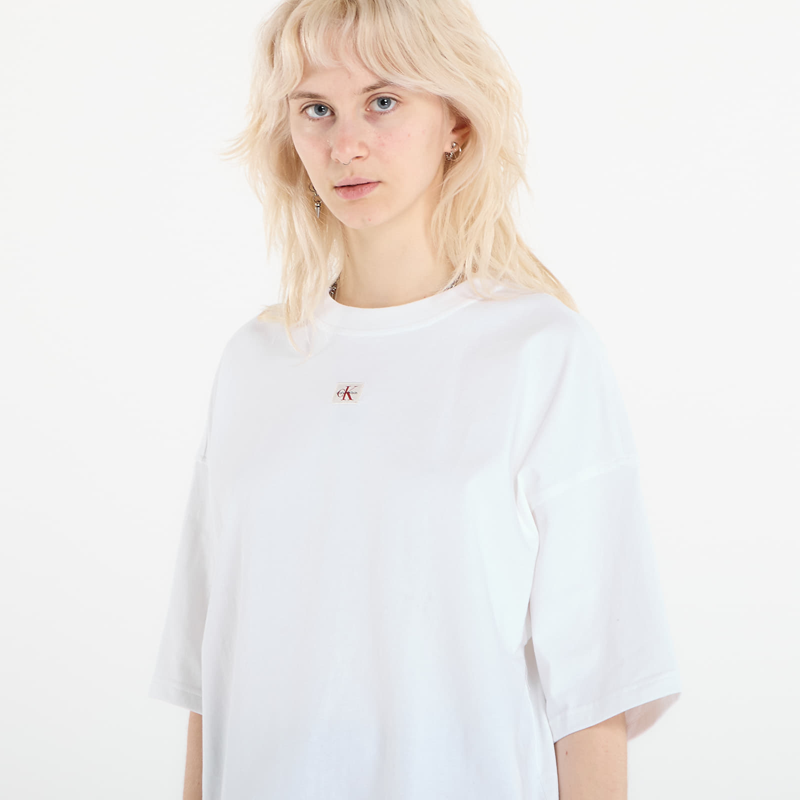 Naisten T-paidat Calvin Klein Jeans Ss Woven Label Overs Tee White