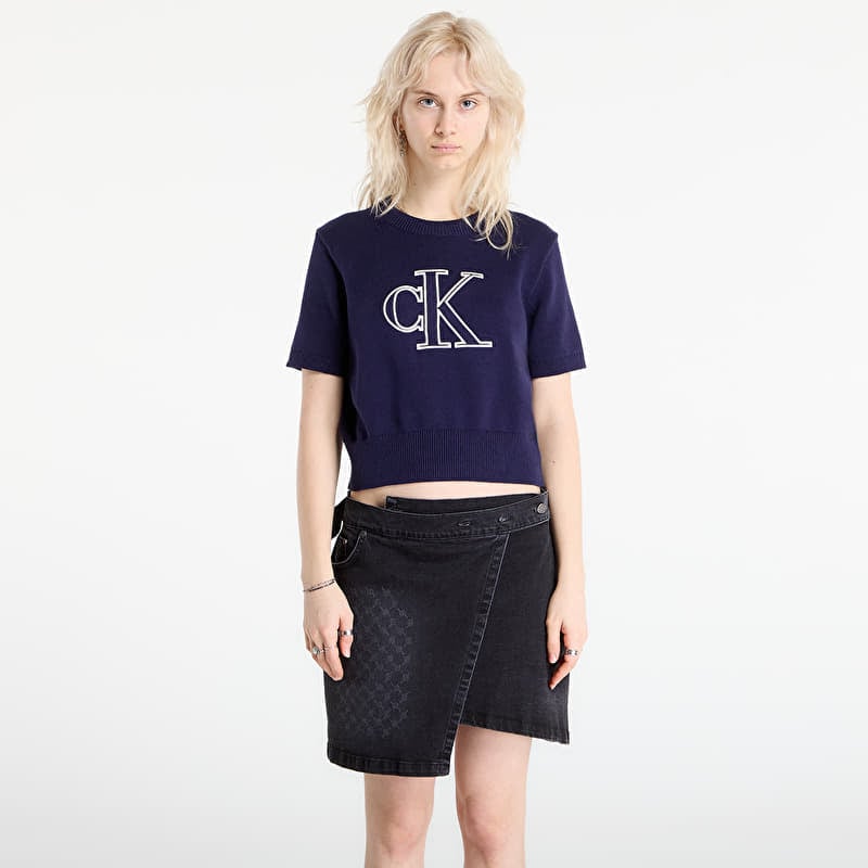 Džemperis Calvin Klein Jeans Logo Ss Top Sweater Purple