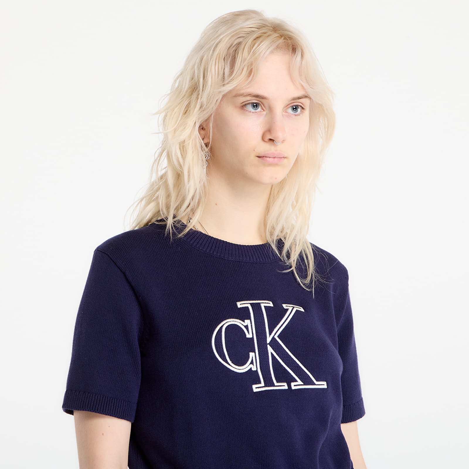 Damen Pullover Calvin Klein Jeans Logo Ss Top Sweater Purple