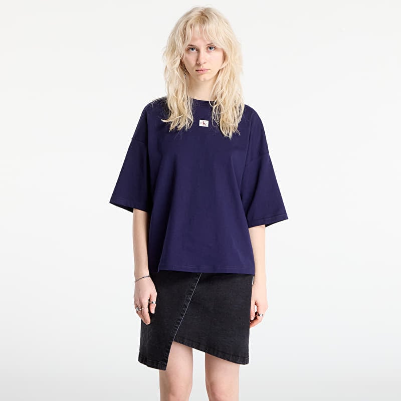Marškinėliai Calvin Klein Jeans Ss Woven Label Overs Tee Purple