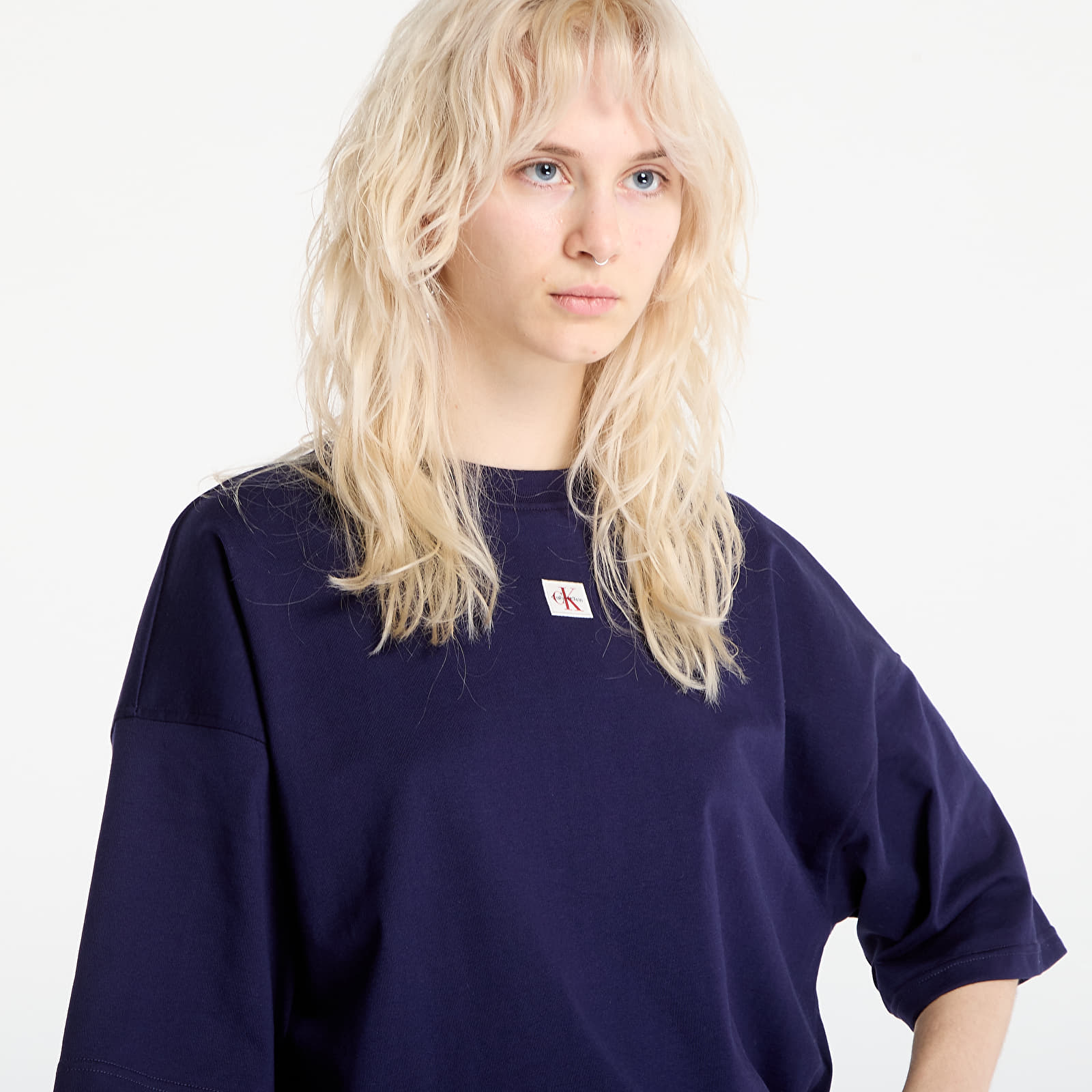 Naisten T-paidat Calvin Klein Jeans Ss Woven Label Overs Tee Purple