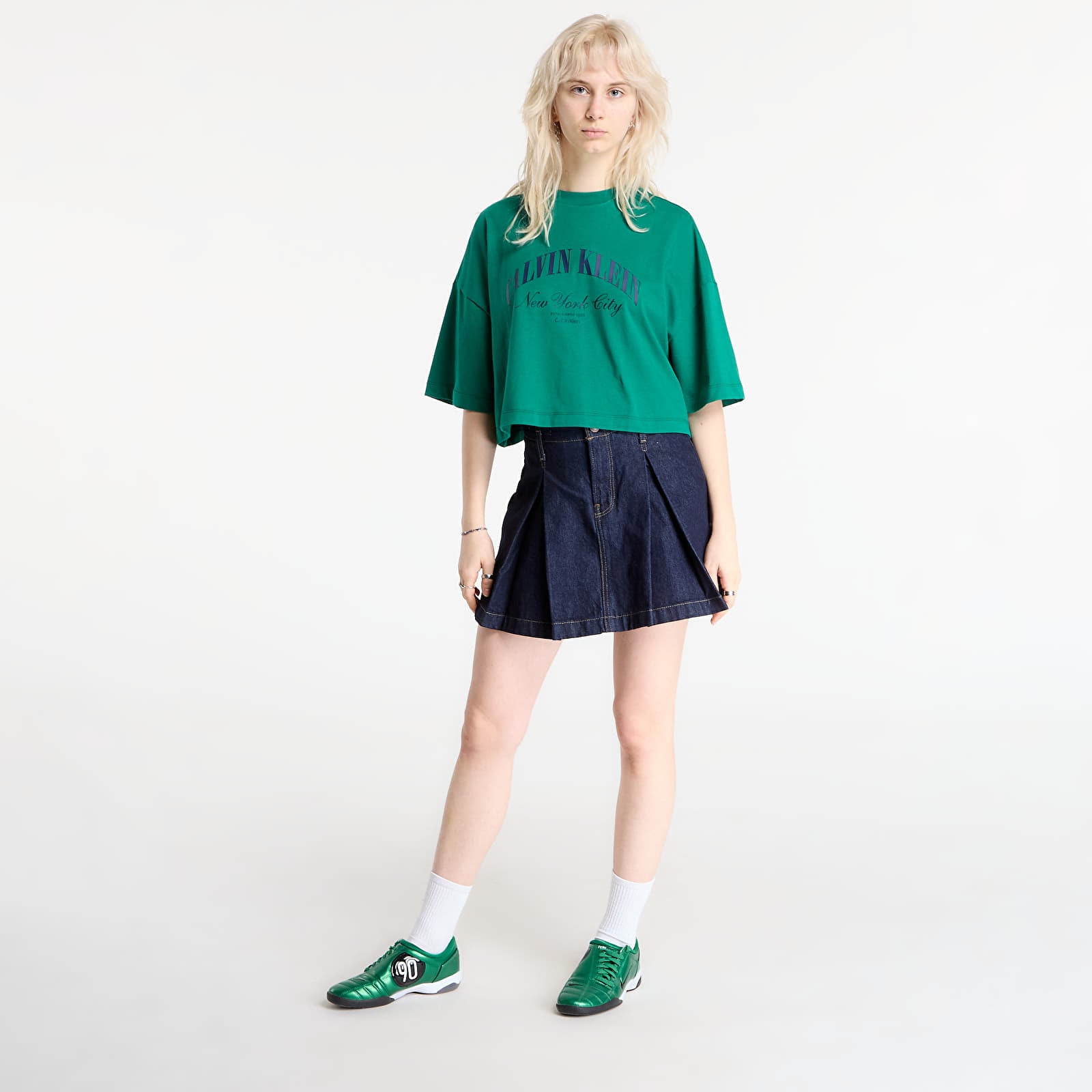 T-Shirts Frau Calvin Klein Jeans Ss Cropped Boxy Heri Tee Green
