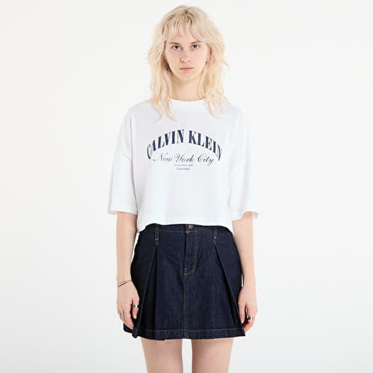 T-paita Calvin Klein Jeans Ss Cropped Boxy Heri Tee White