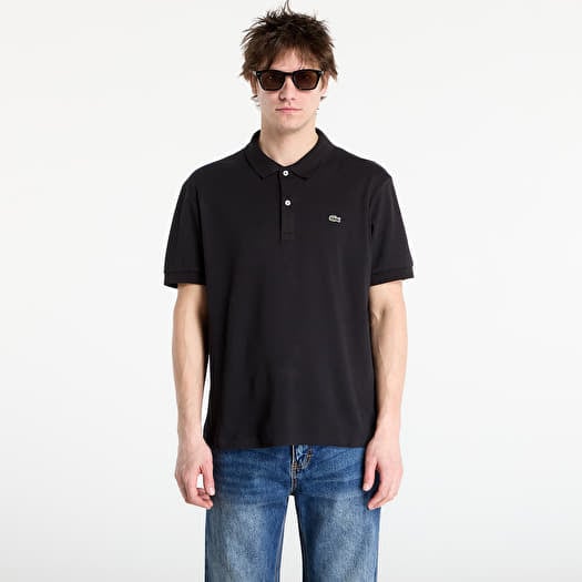 T-särk LACOSTE Short Sleeved Ribbed Collar Shirt Black