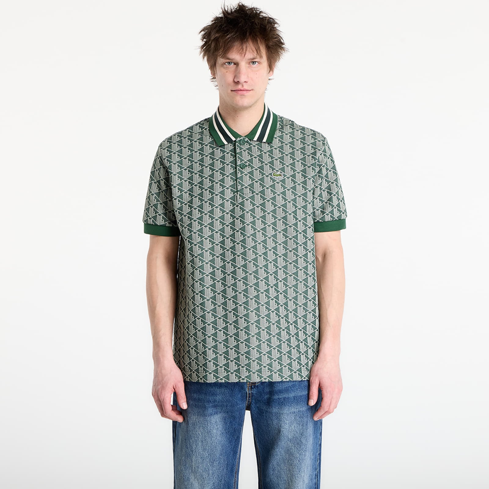 Shirt LACOSTE Short Sleeved Ribbed Collar Shirt Green/ Sinople 4