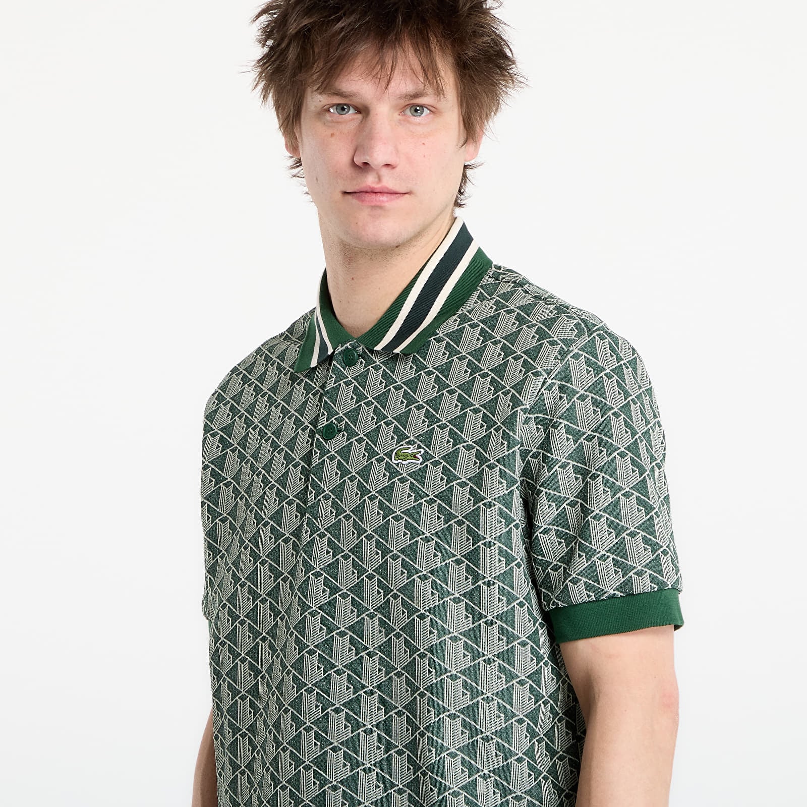 T-shirts LACOSTE Short Sleeved Ribbed Collar Shirt Green/ Sinople