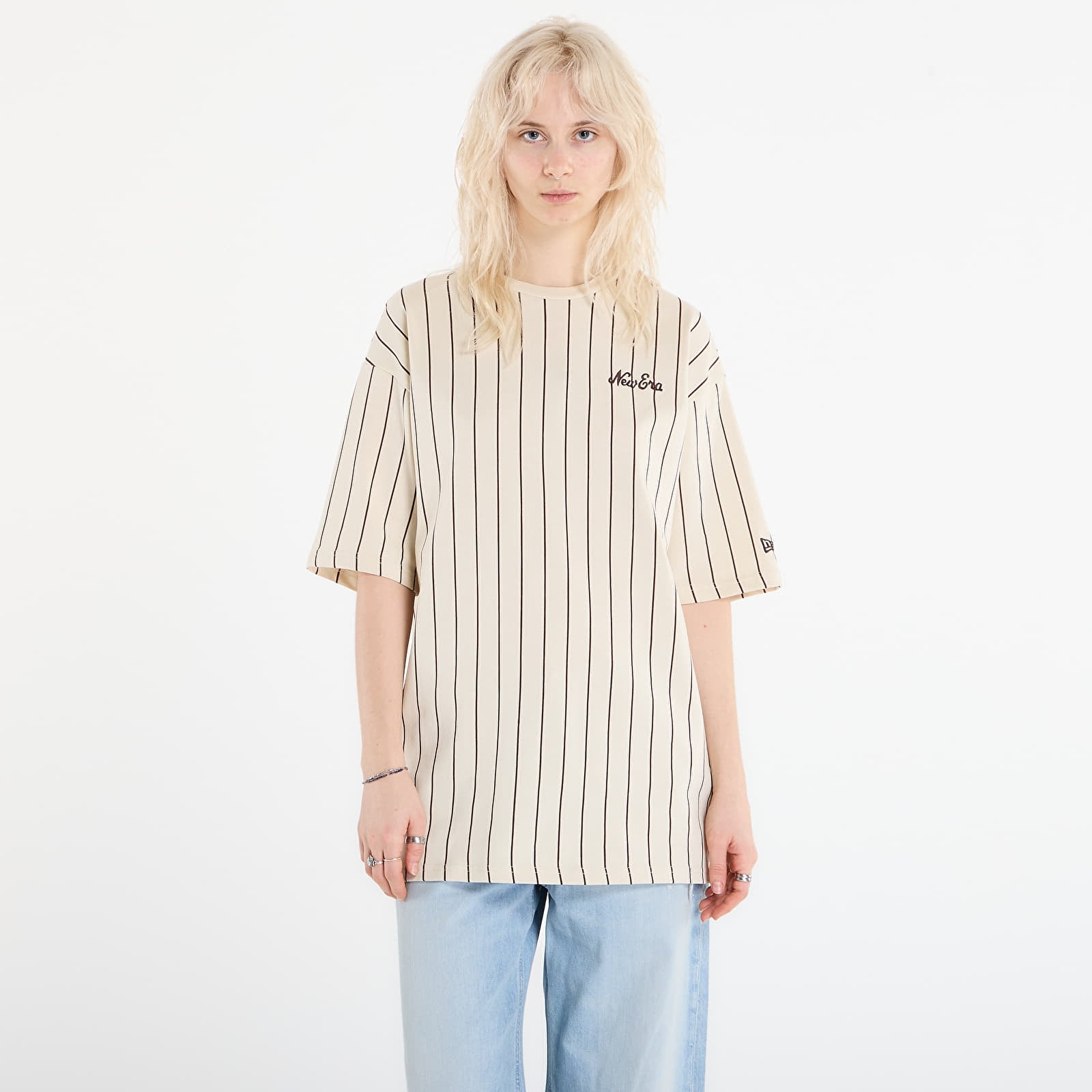 Men's T-shirts New Era Pinstripe Os Tee UNISEX Light Cream