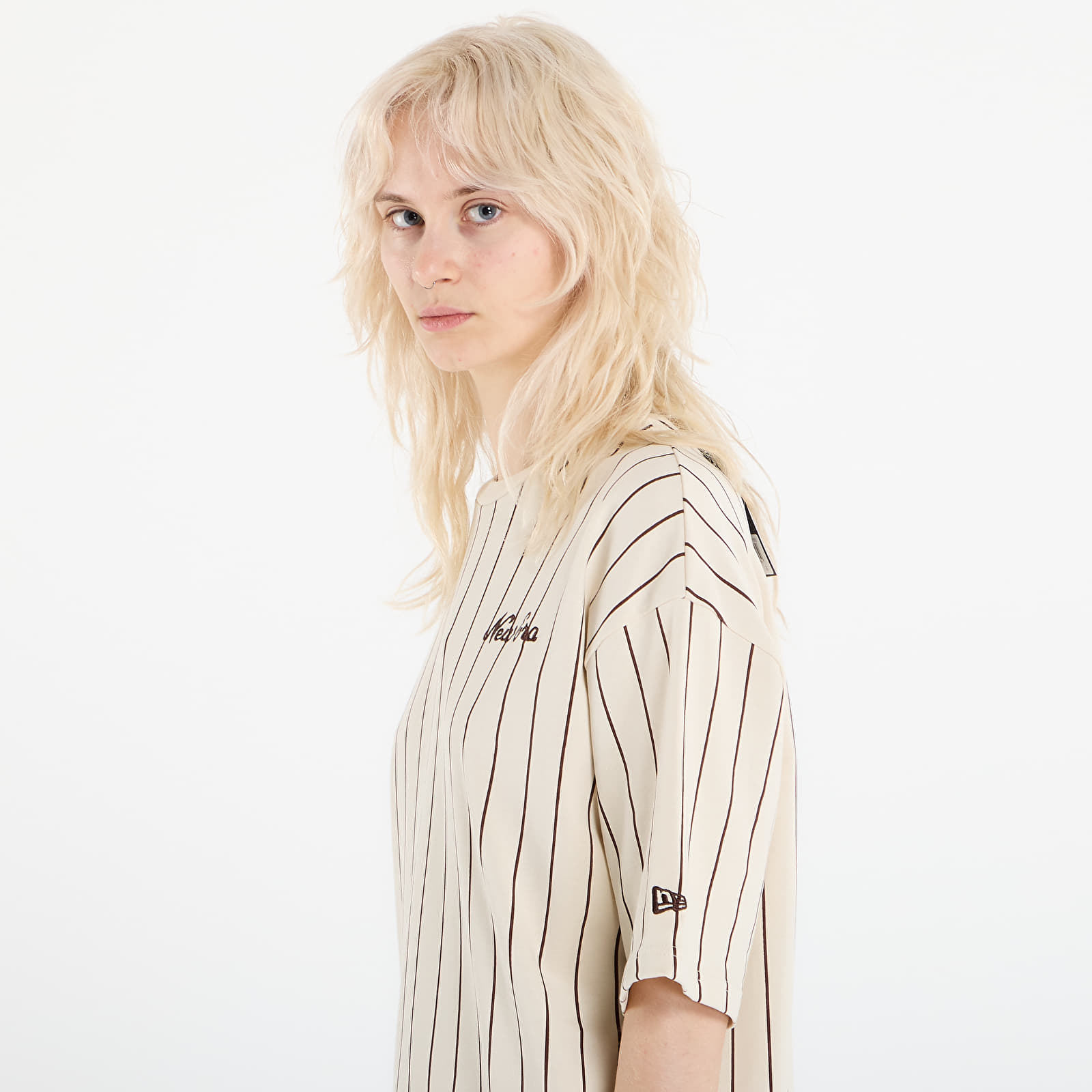 Men's T-shirts New Era Pinstripe Os Tee UNISEX Light Cream