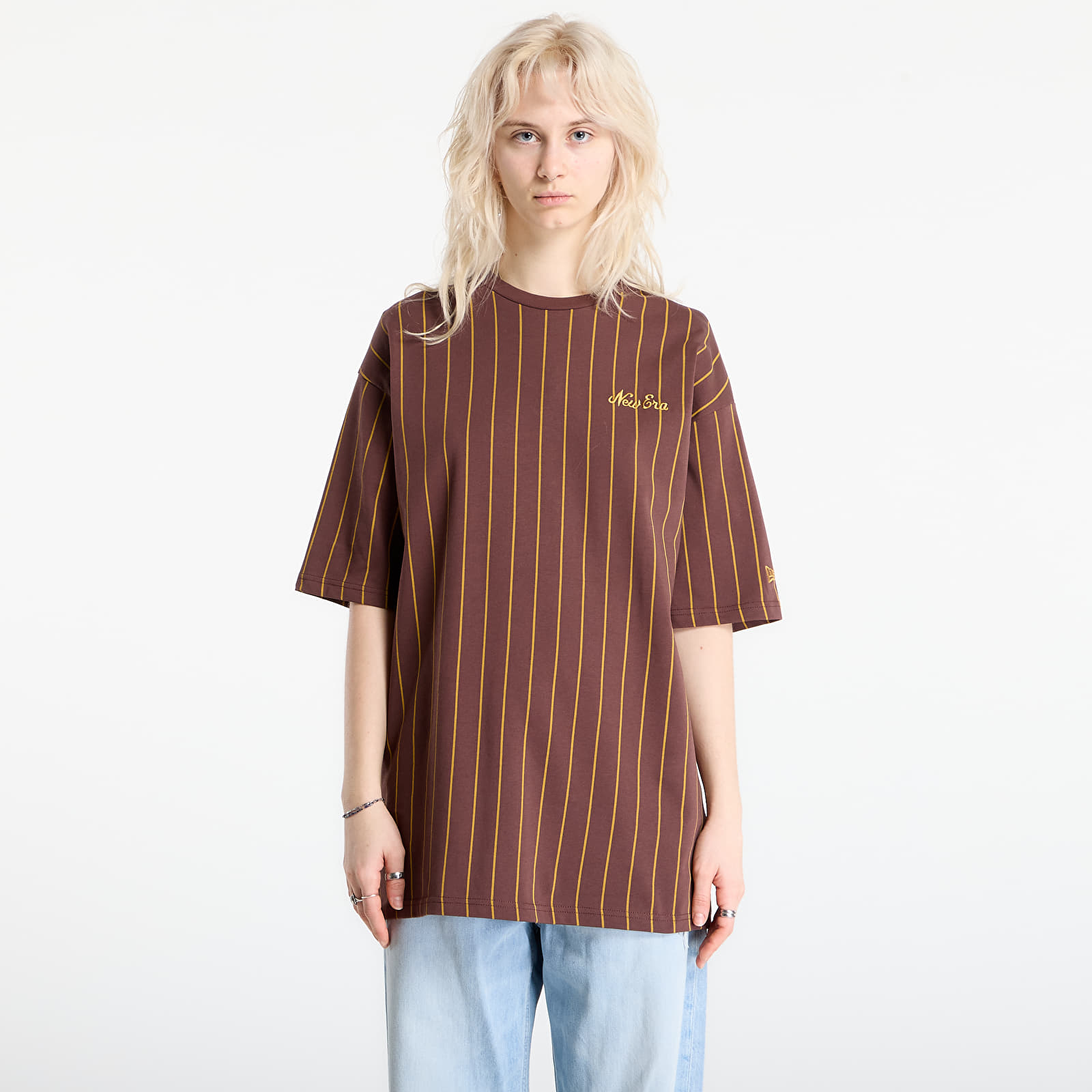 Men's T-shirts New Era Pinstripe Os Tee UNISEX Brown
