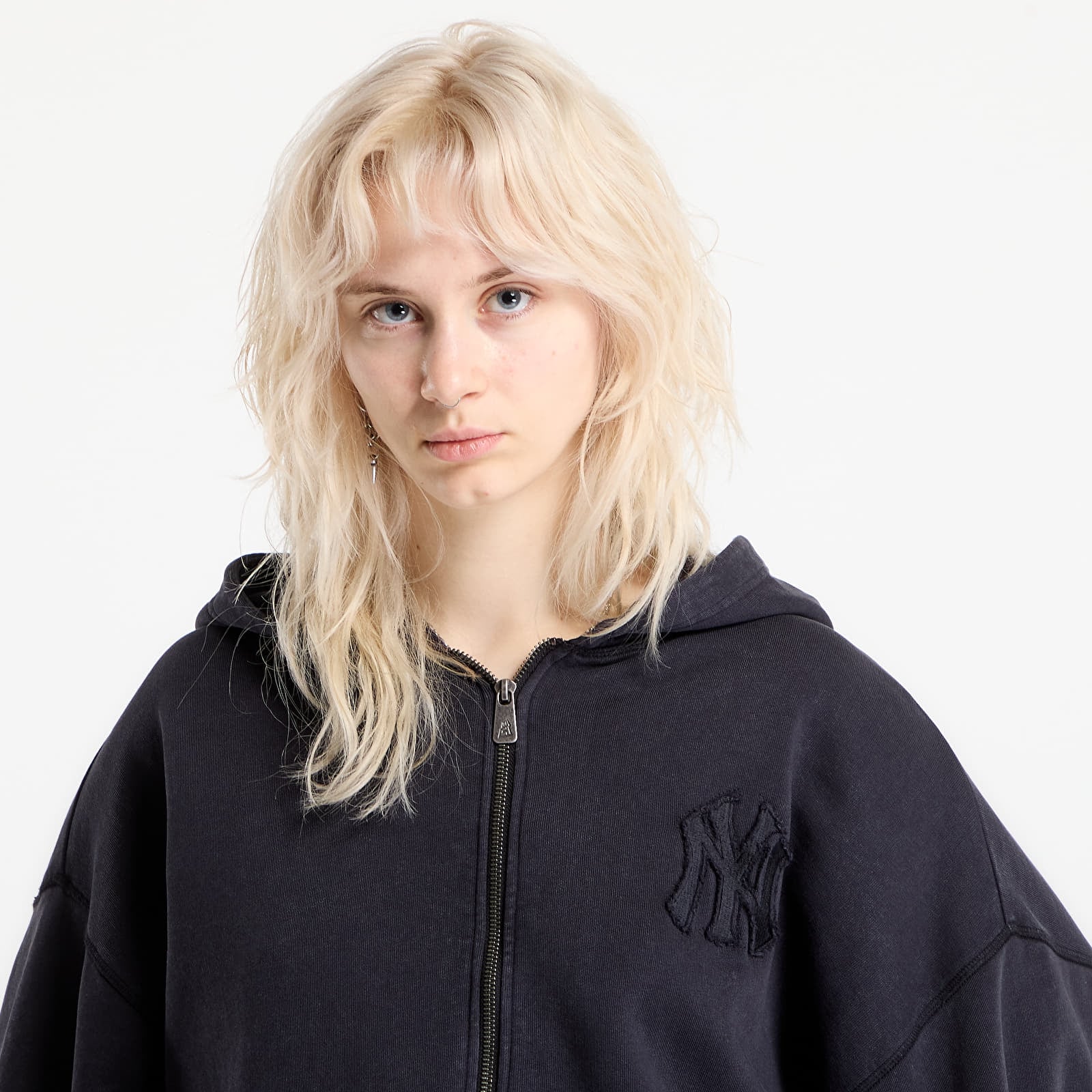 Felpe con cappuccio uomo New Era MLB Washed Fz Hoodie New York Yankees UNISEX Black