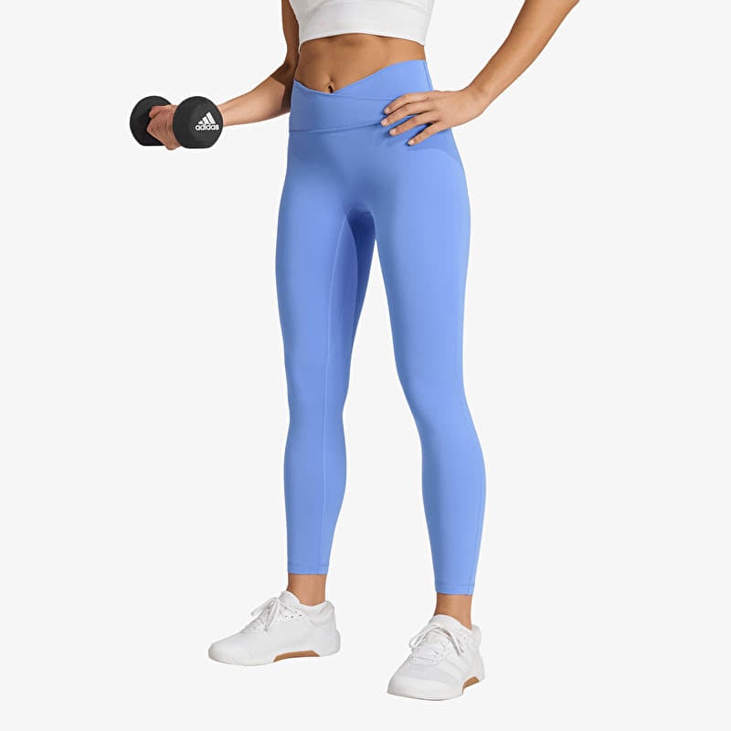Legíny adidas 3 Stripes Studio All Me 7/8 X-Over Leggings Blue Fusion
