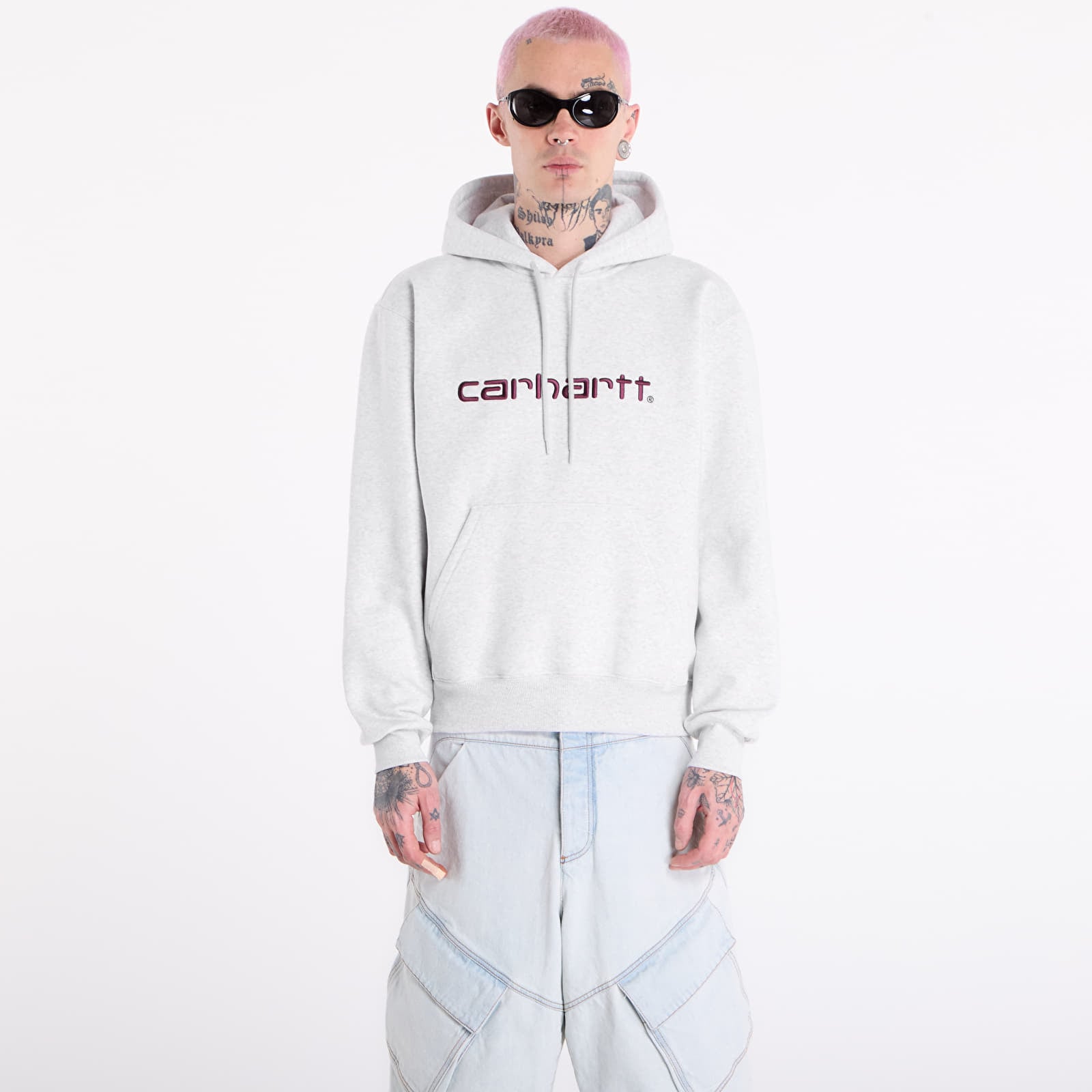 Muške dukserice Carhartt WIP Hooded Carhartt Sweat UNISEX Ash Heather/ Cozy Purple