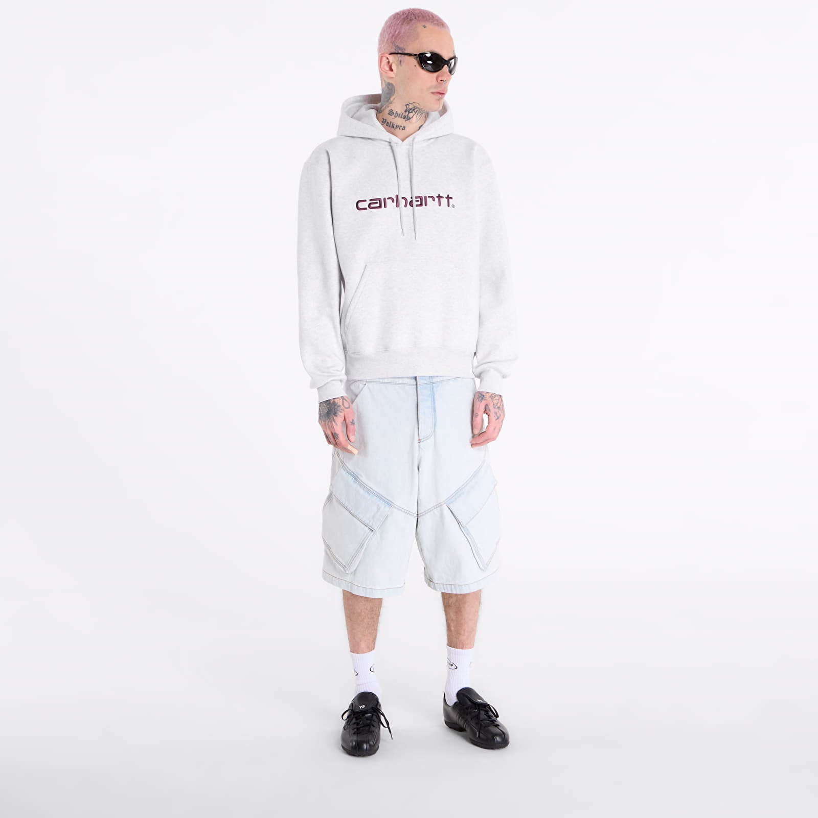 Muške dukserice Carhartt WIP Hooded Carhartt Sweat UNISEX Ash Heather/ Cozy Purple