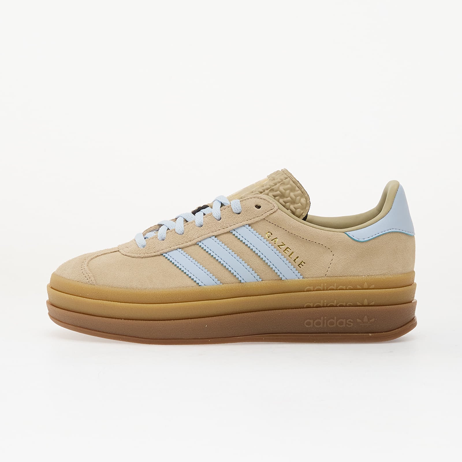 Women's sneakers and shoes adidas Gazelle Bold Stone Khaki/ Crystal Sky/ Gold Met.