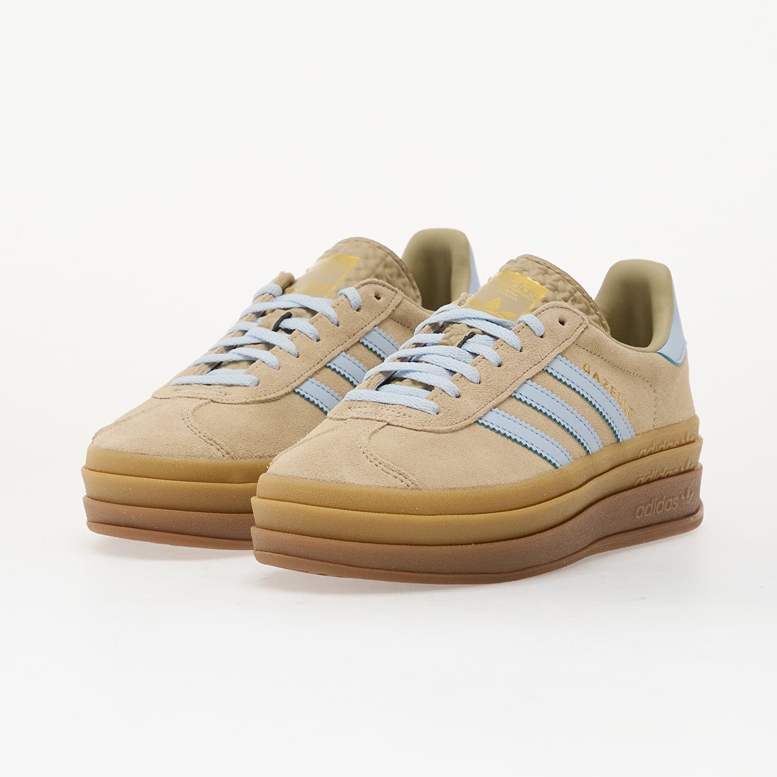 Women's sneakers and shoes adidas Gazelle Bold Stone Khaki/ Crystal Sky/ Gold Met.