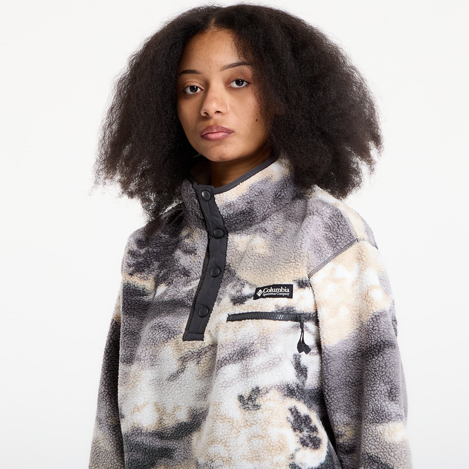 Naiste jakid Columbia Helvetia™ II Cropped Sherpa Half Snap Fleece With Print Shark/ Dreaming