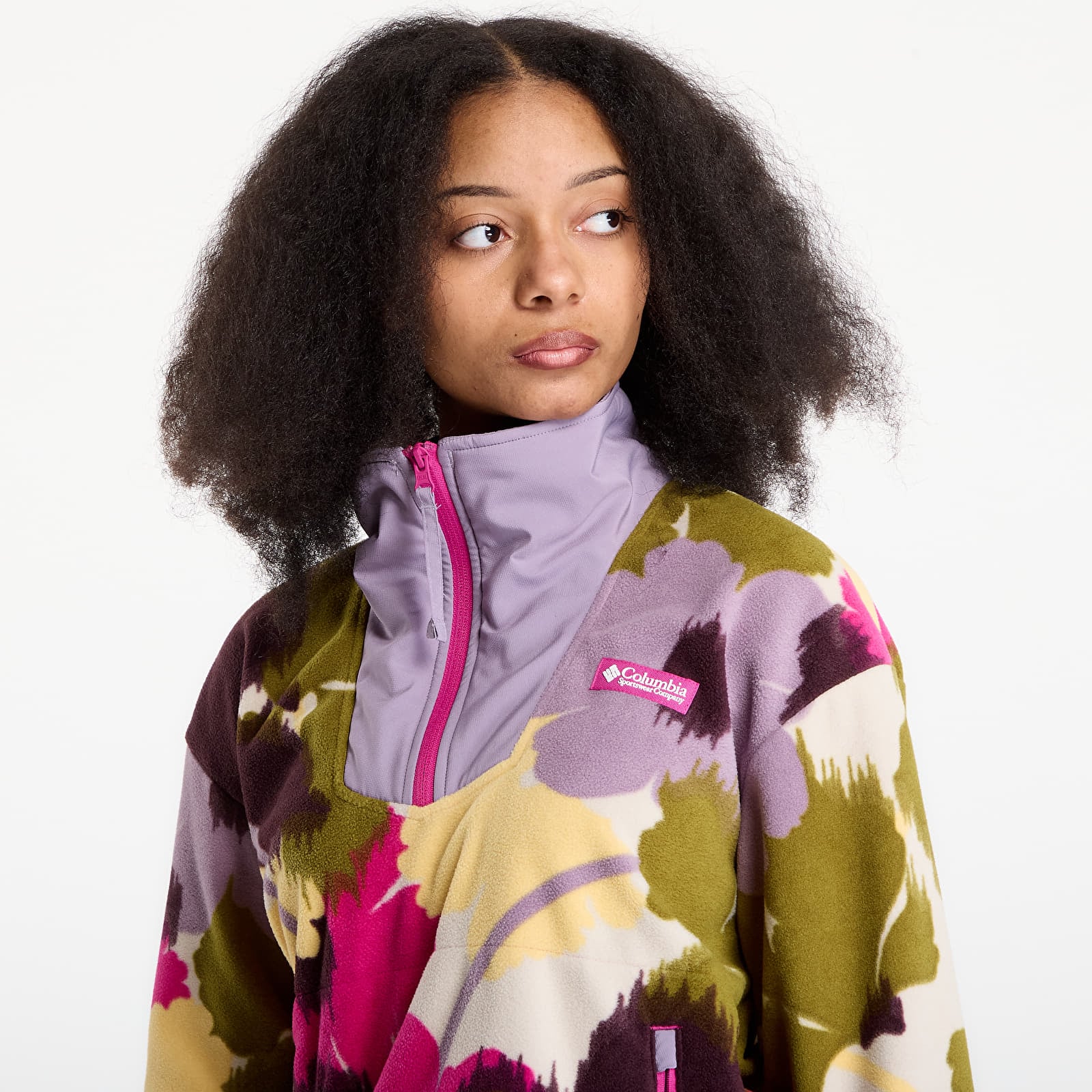 Női kapucnis pulcsik Columbia Sequoia Grove™ Half Zip Fleece With Print Fuchsia/ Ikatbloom