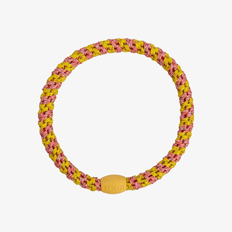 KKNEKKI Hair Tie Slim Coral Glitter Stripe