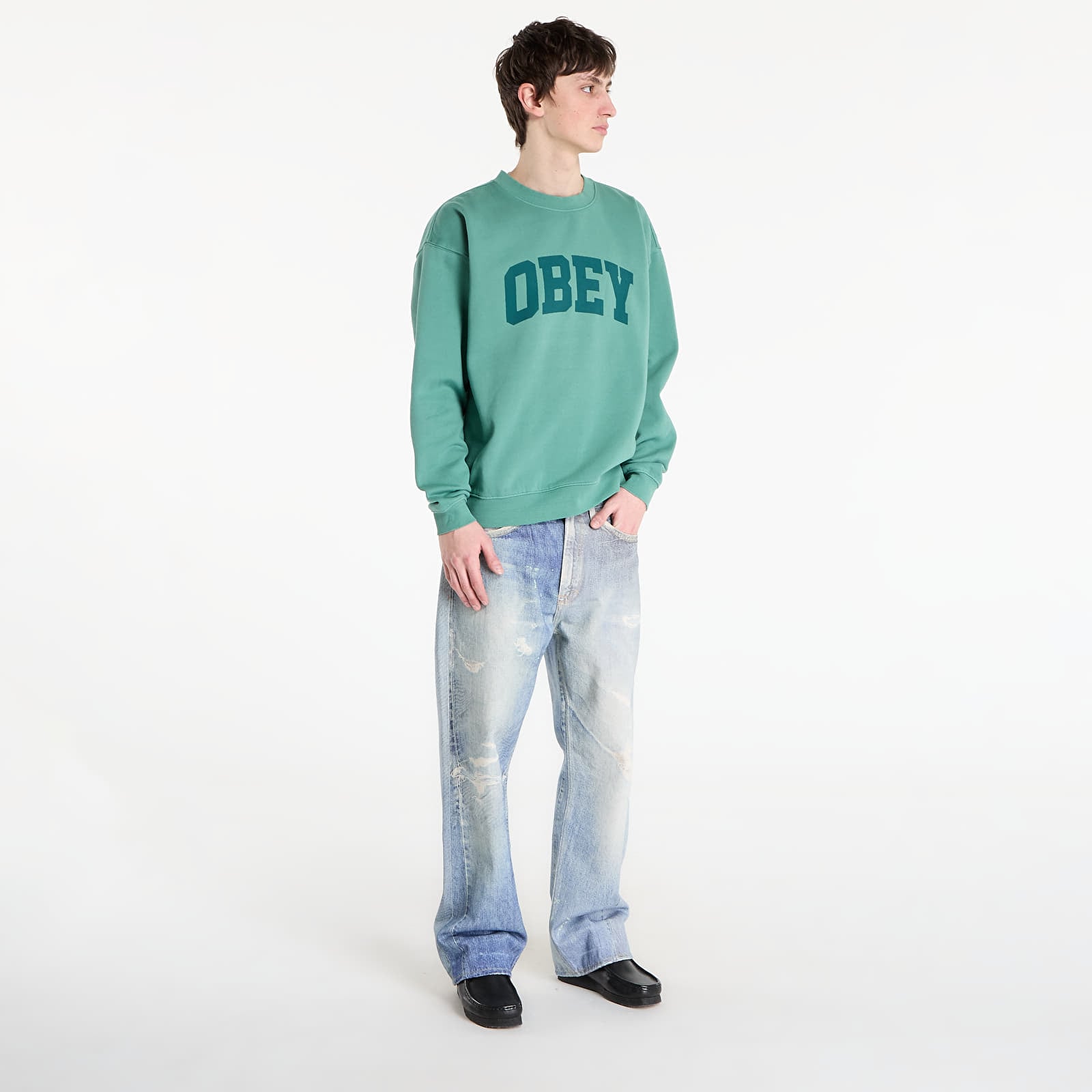 Men's sweatshirts OBEY Collegiate Pigment Crew Pigment Rainforest