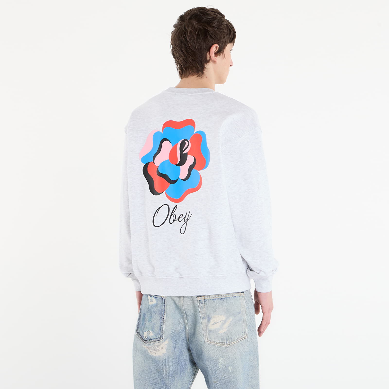 Herren-Sweatshirts OBEY Paper Rose Heather Grey