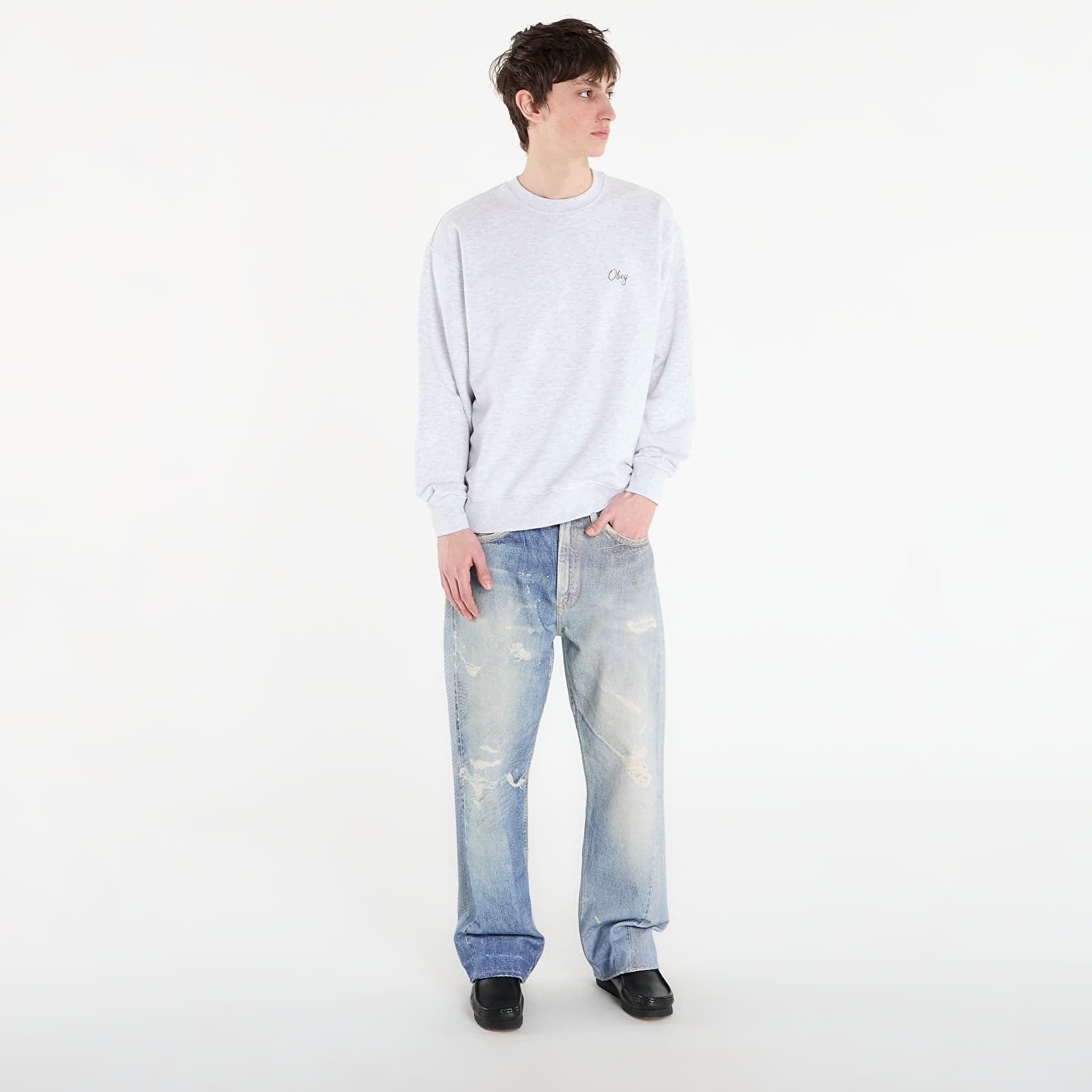 Herren-Sweatshirts OBEY Paper Rose Heather Grey